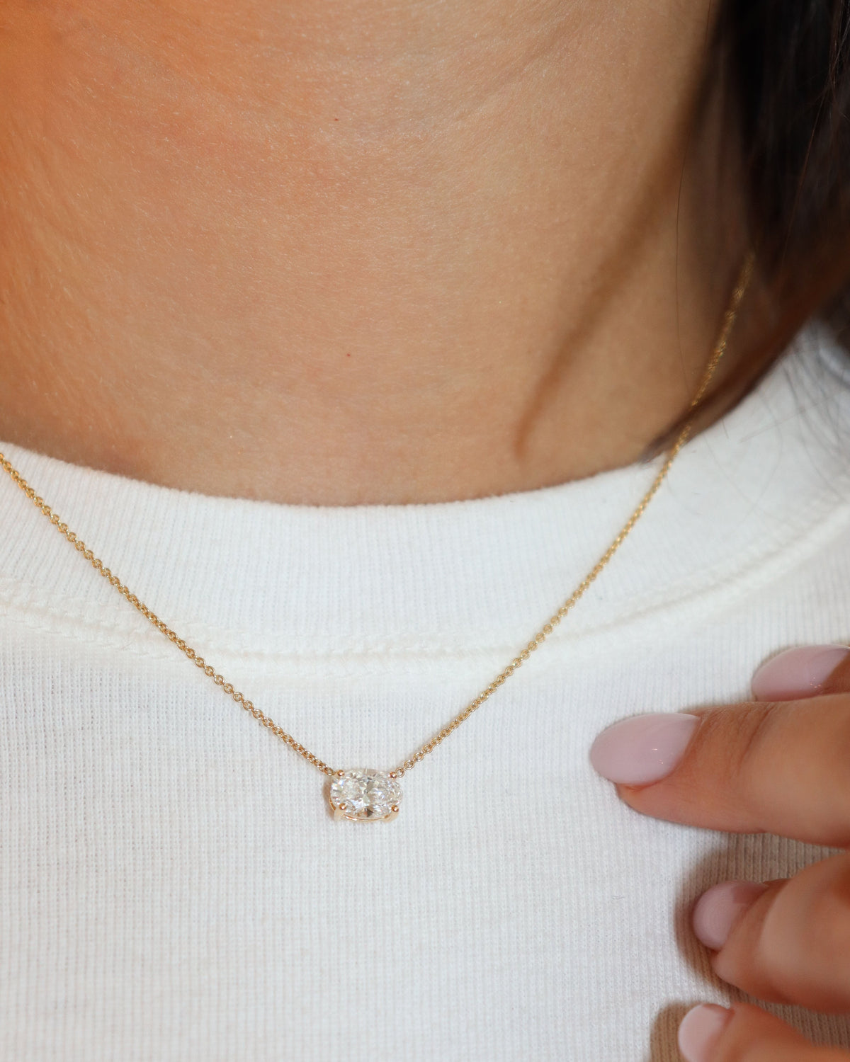 Oval Cut Diamond Pendant Necklace