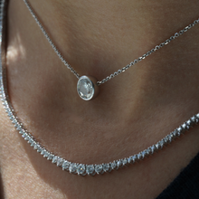Load image into Gallery viewer, Graduated Petit Three prong Lab Diamond Tennis Necklace
