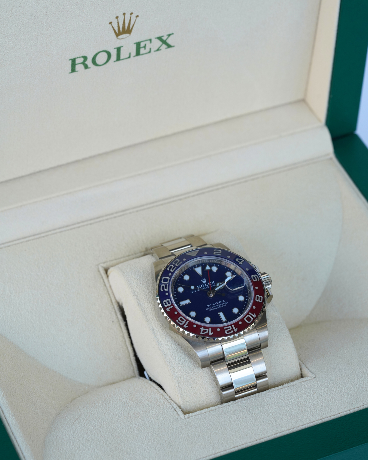 Rolex GMT-Master II Pepsi Or Blanc Cadran Bleu