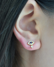 Load image into Gallery viewer, Gold &amp; Diamond Teary Evil Eye Studs
