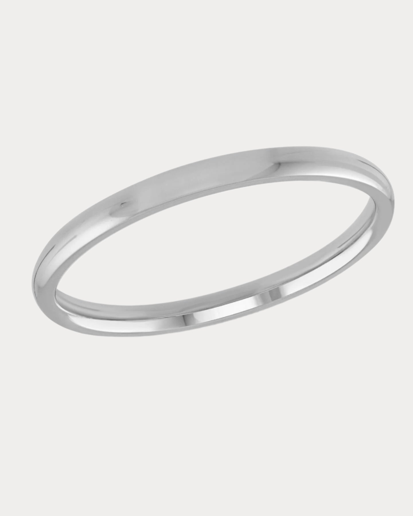 Alliance en or blanc en forme de dôme - 2 mm 