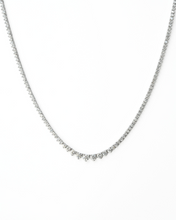 Load image into Gallery viewer, Graduated Petit Three prong Lab Diamond Tennis Necklace
