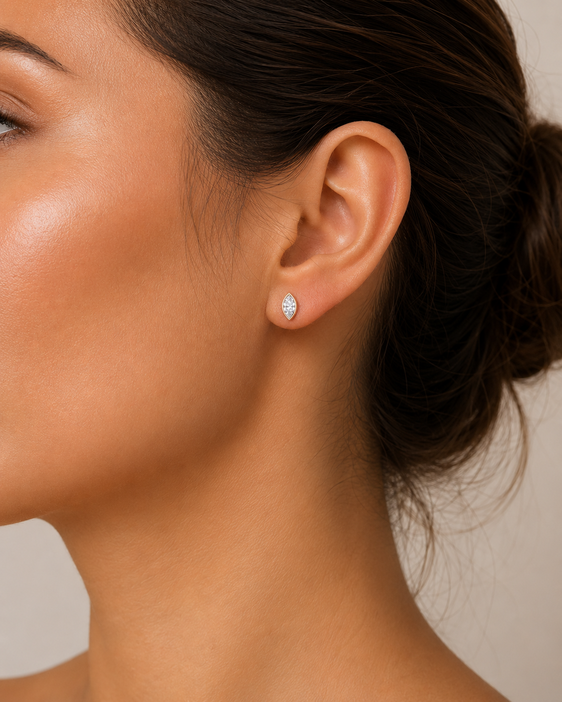 Bezel Marquise Studs