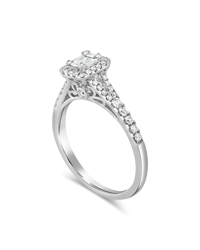 Baguette Cut Natural Diamond Engagement Ring