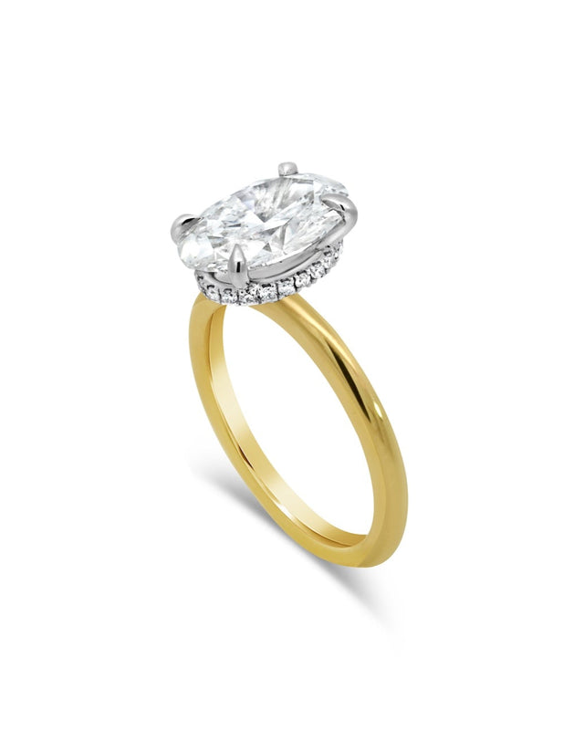 Oval Lab Diamond Engagement ring with hidden halo