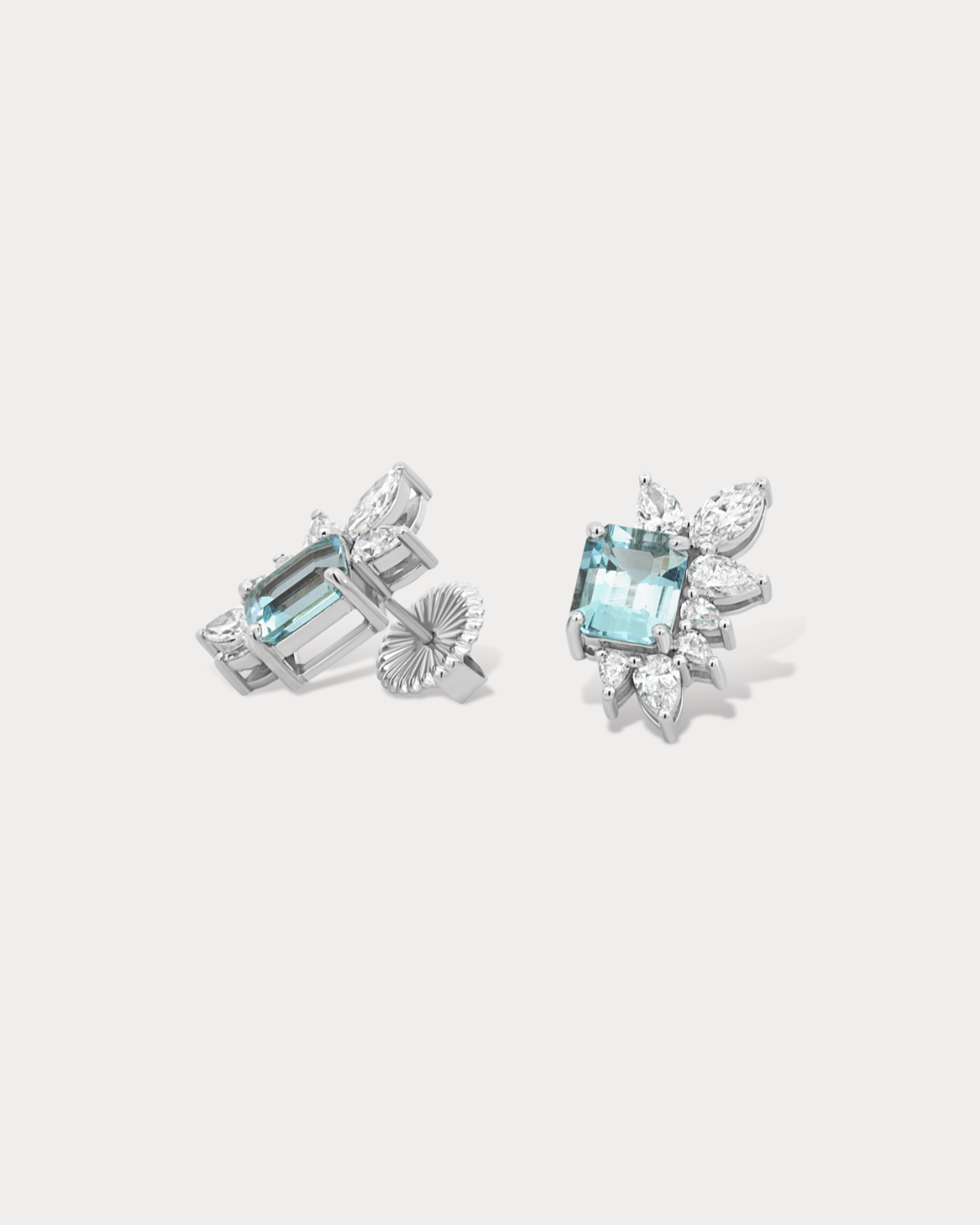 Aquamarine Emerald cut studs