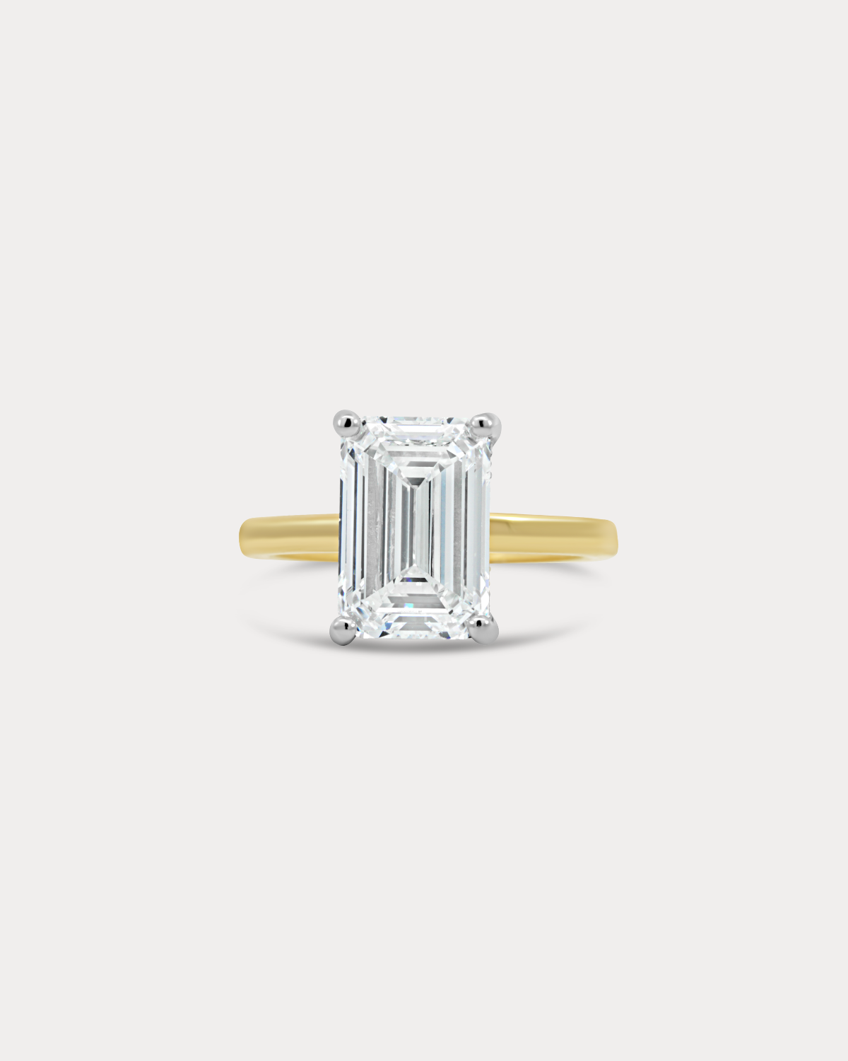 Bague de fiançailles taille émeraude bicolore