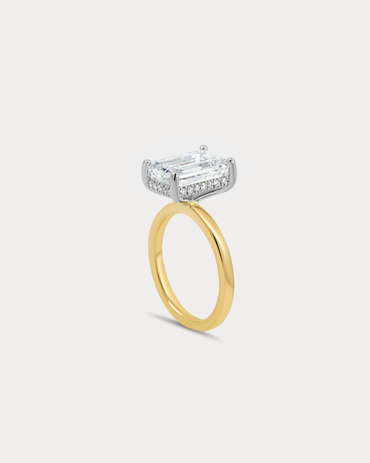 Bague de fiançailles taille émeraude bicolore