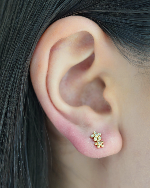 Flower Diamond Cluster Studs