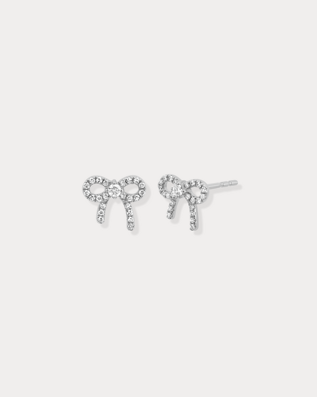 Diamond Bow Earrings with Center Stone