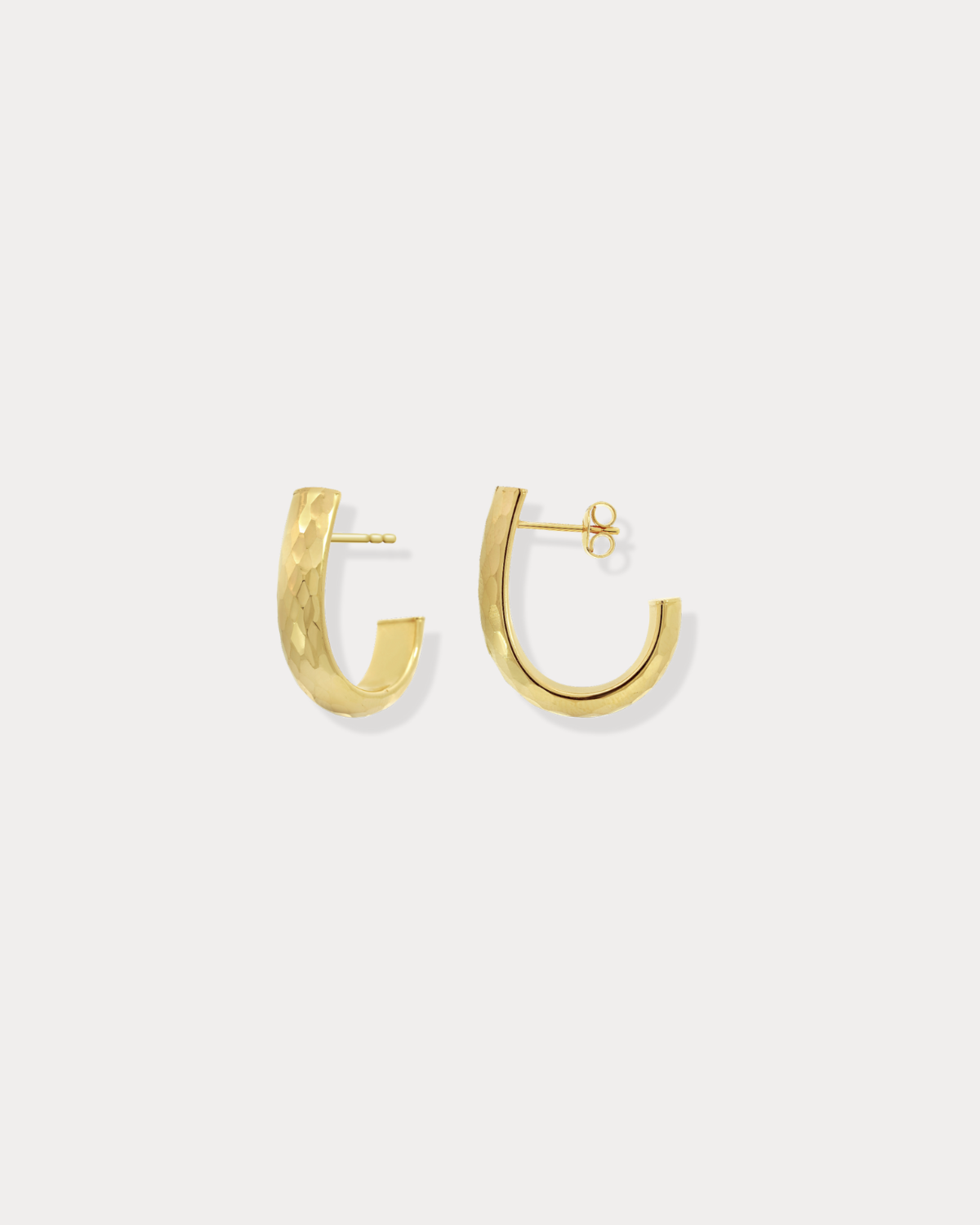 Hammered U-Shaped Gold Hoops