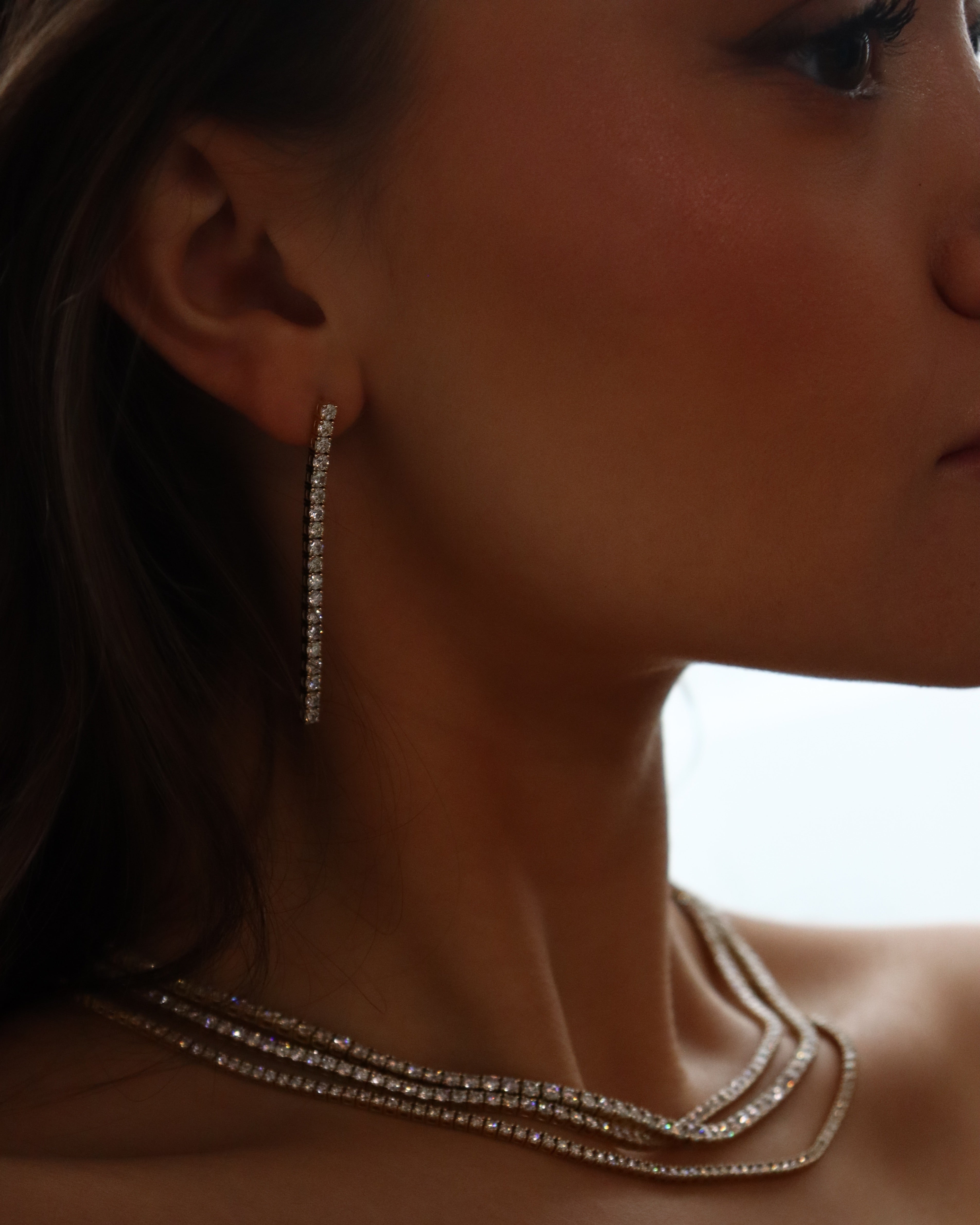 Round Diamond Tennis Earrings