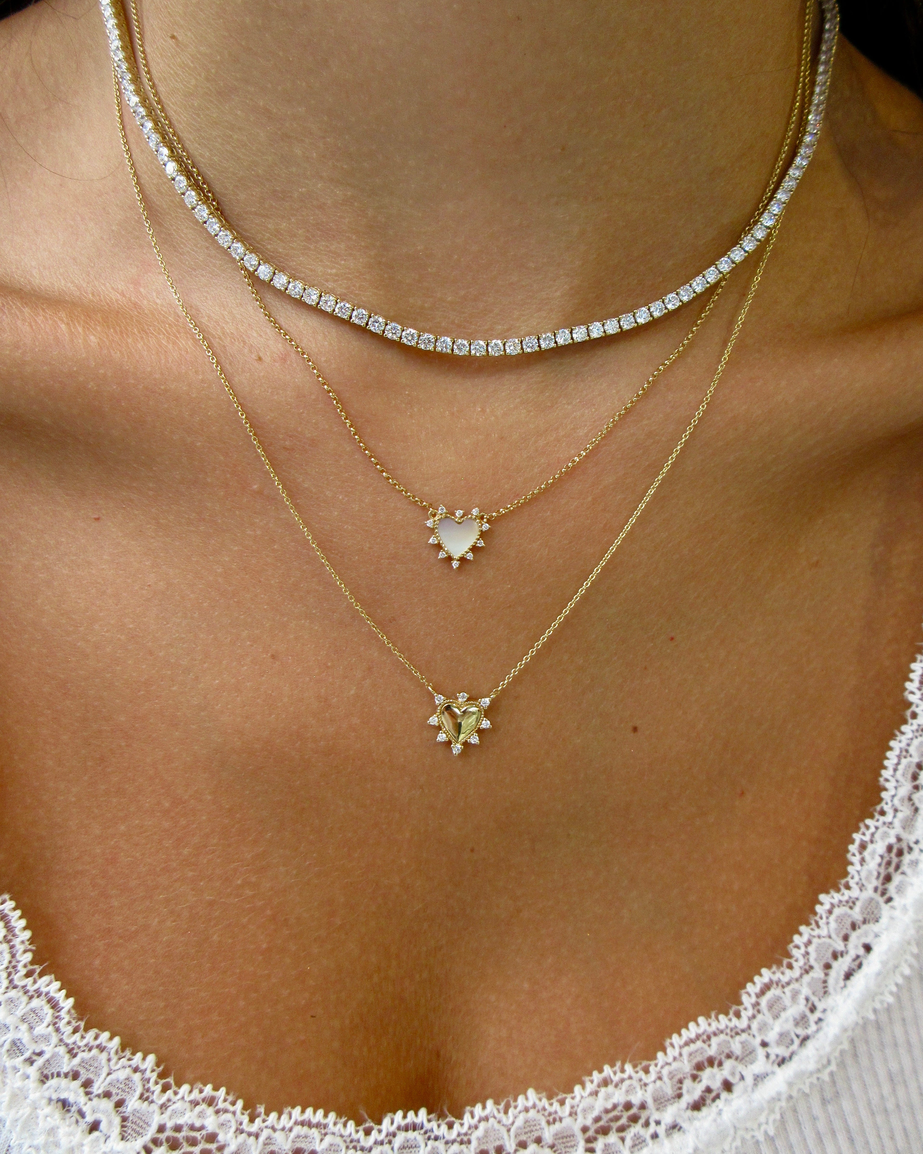 Mother of Pearl Inlay Starry Heart Pendant