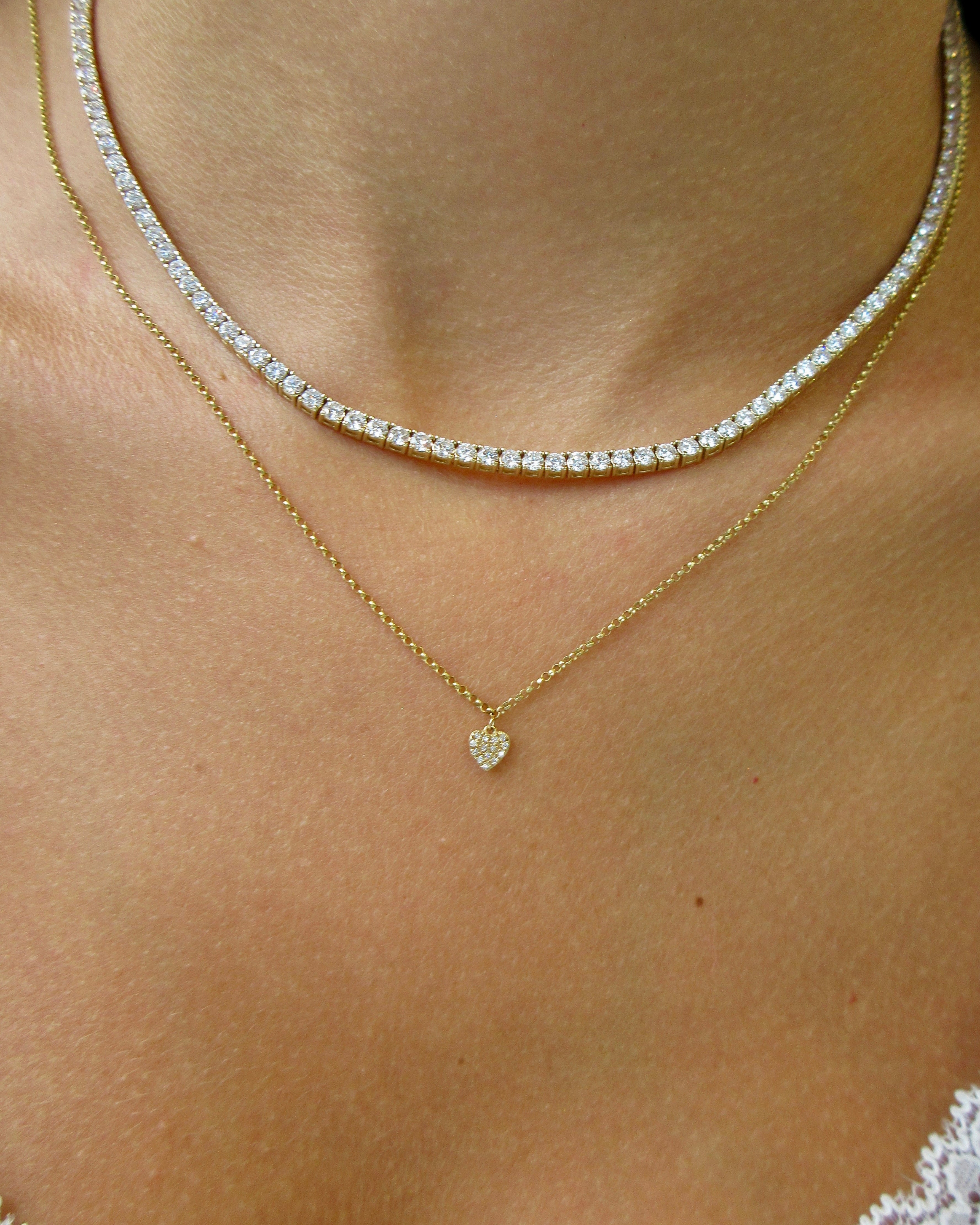 Mini Gold & Diamond Heart Necklace