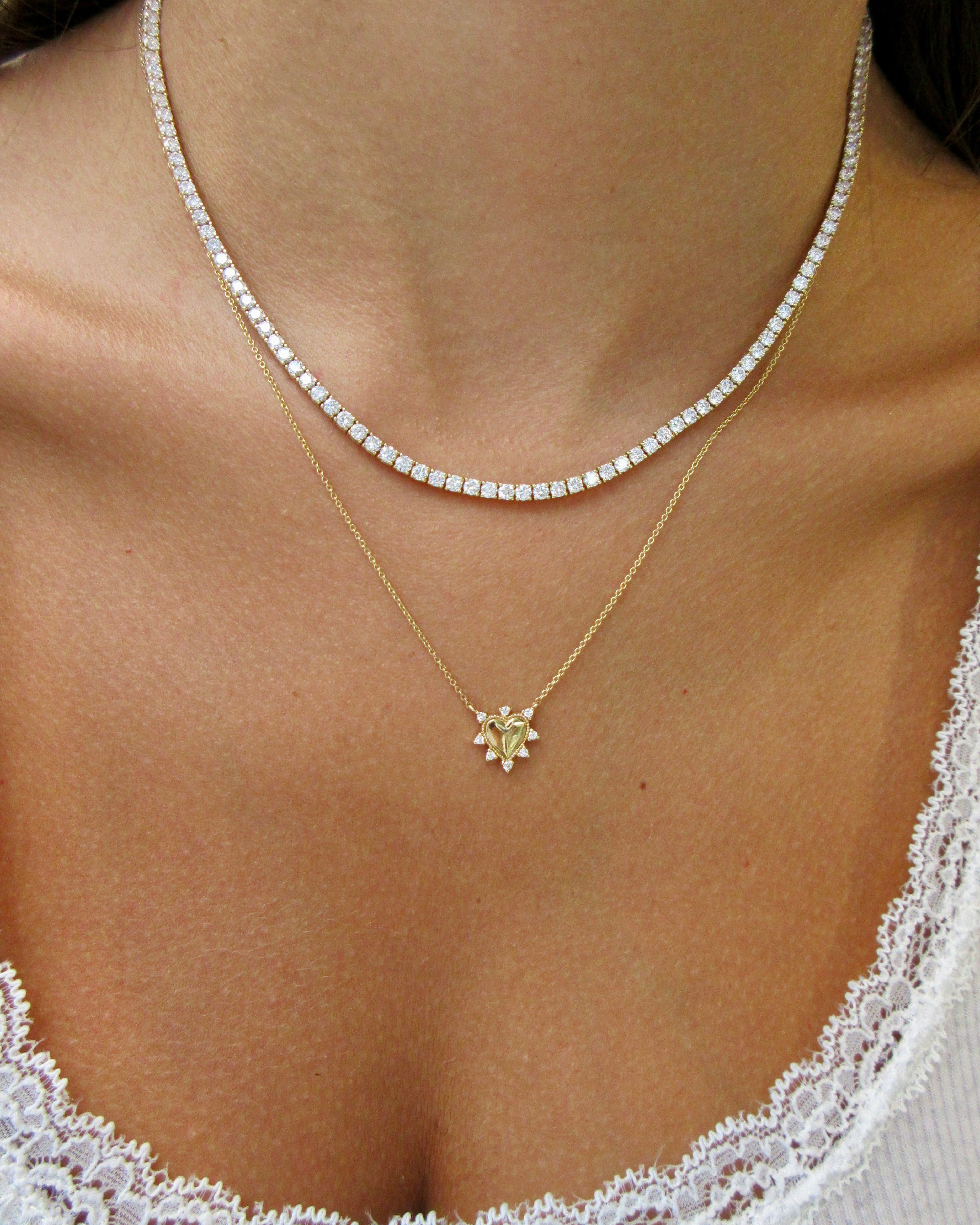 Gold & Diamond Starry Heart Pendant