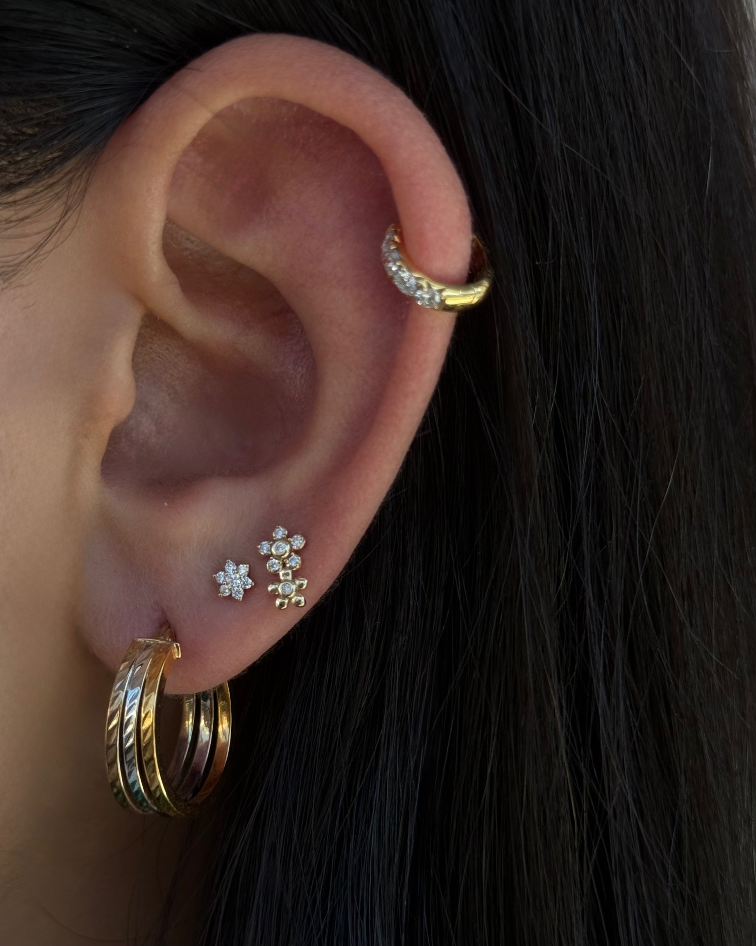 Three Tone Gold Hoops