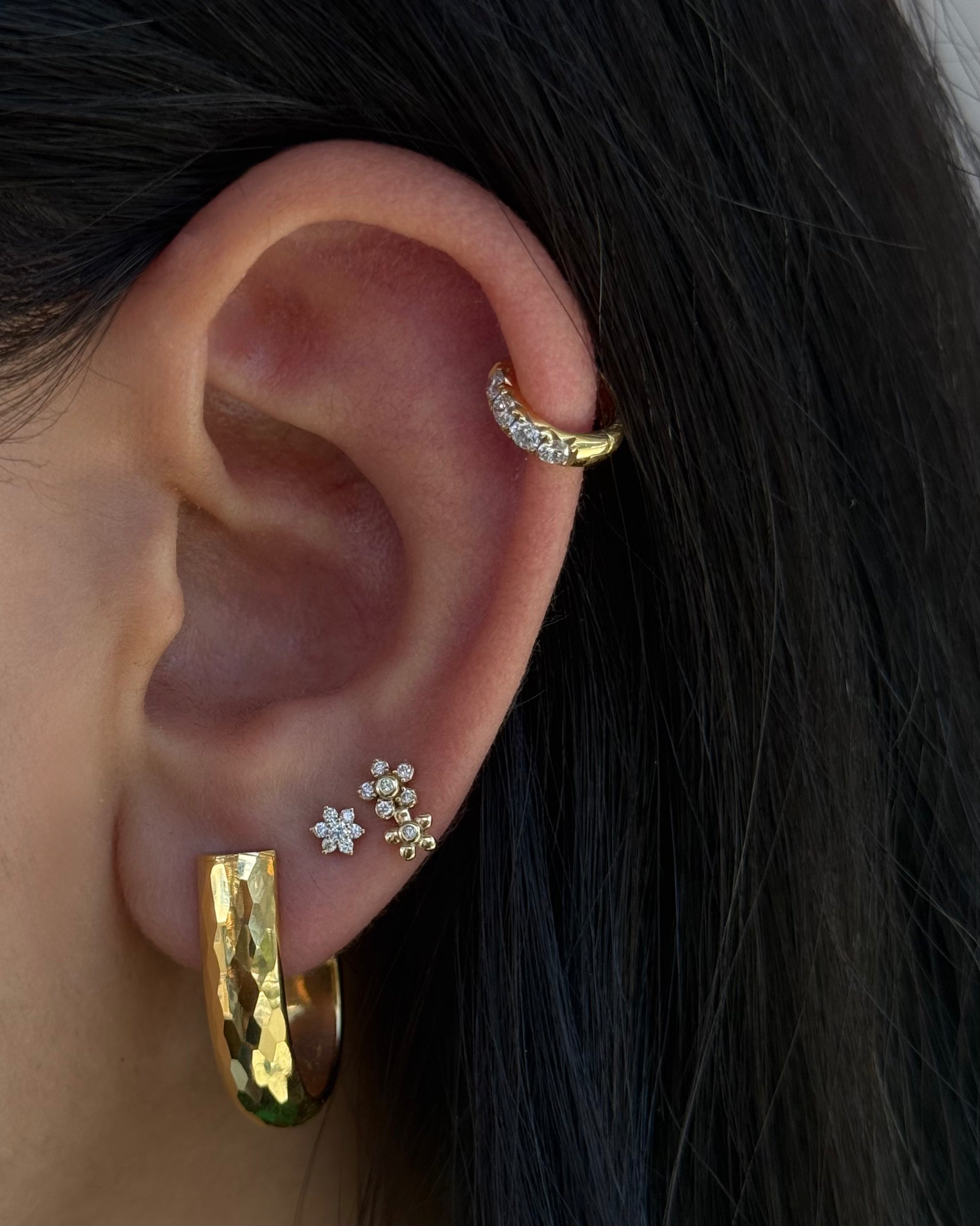Hammered U-Shaped Gold Hoops