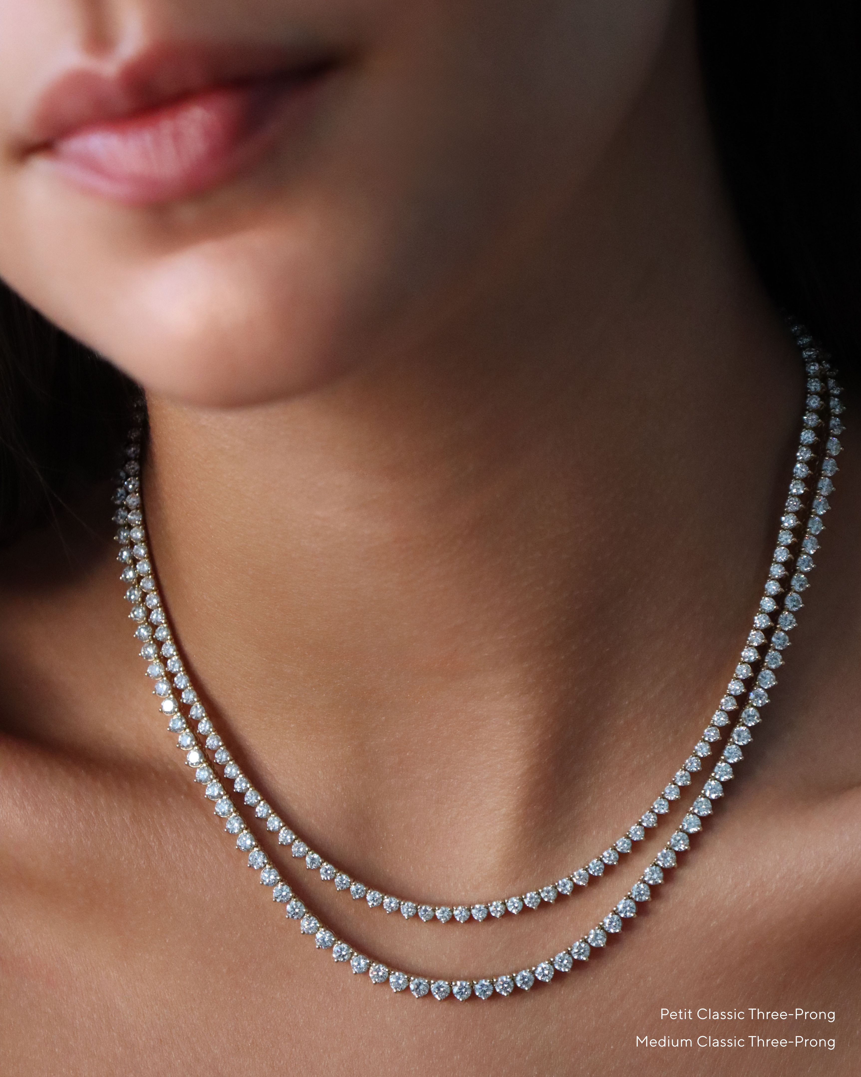 Petit Classic Three-Prong Tennis Necklace