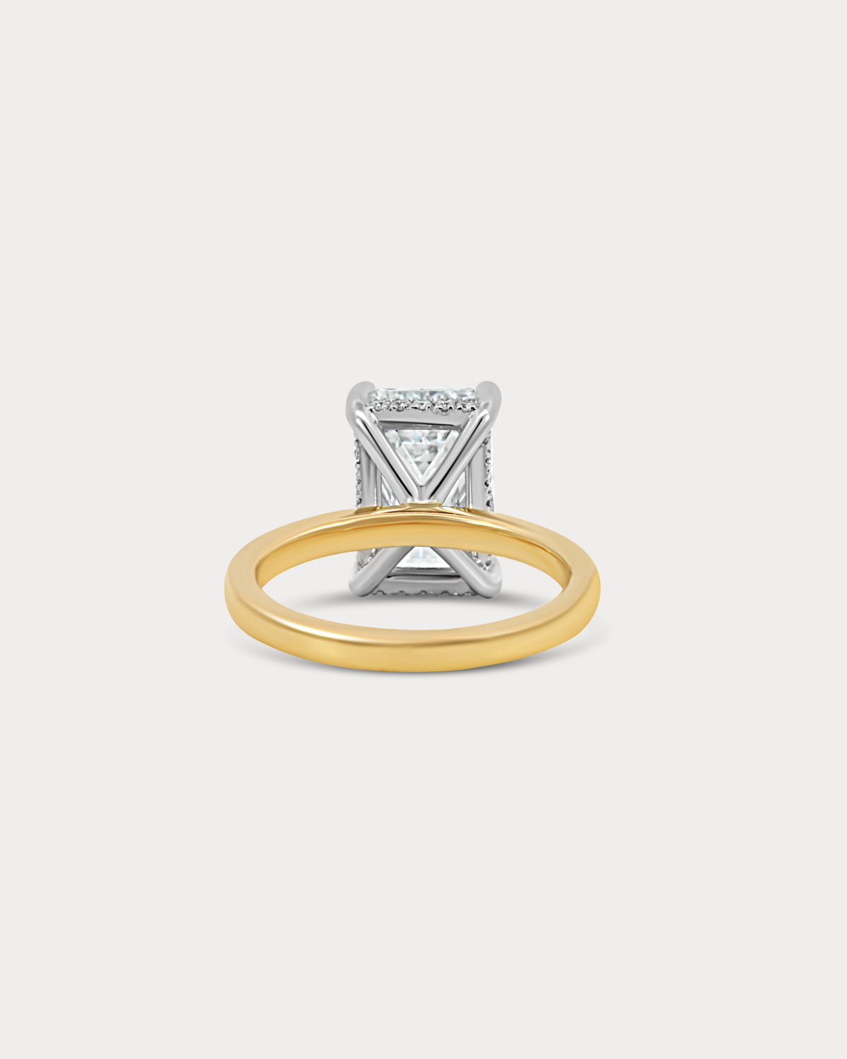 Bague de fiançailles taille émeraude bicolore
