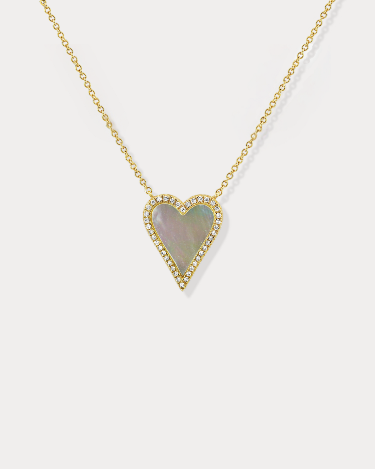 Mother of Pearl & Diamond Heart Necklace