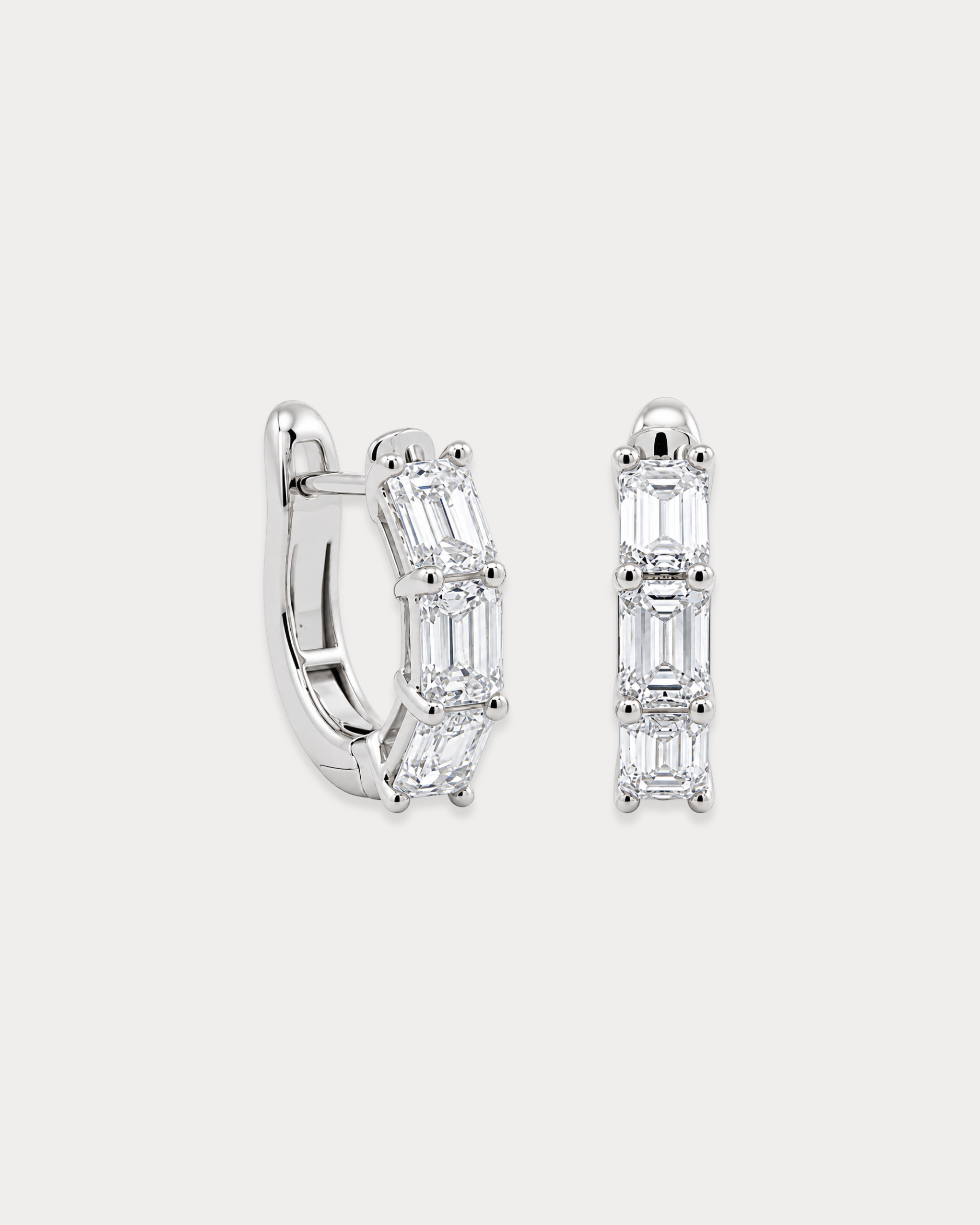 Emerald Cut Huggie Earrings