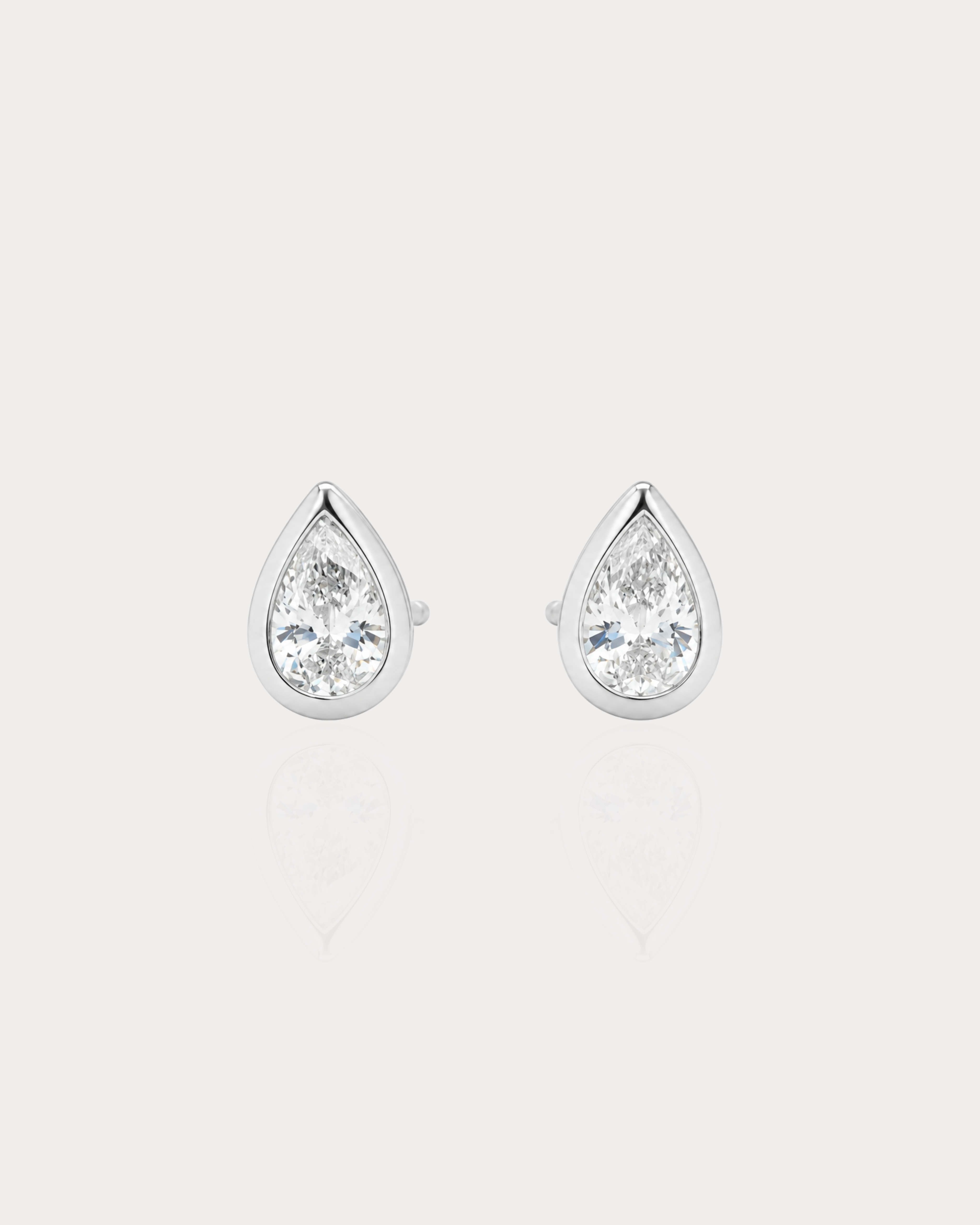 Bezel Pear Studs