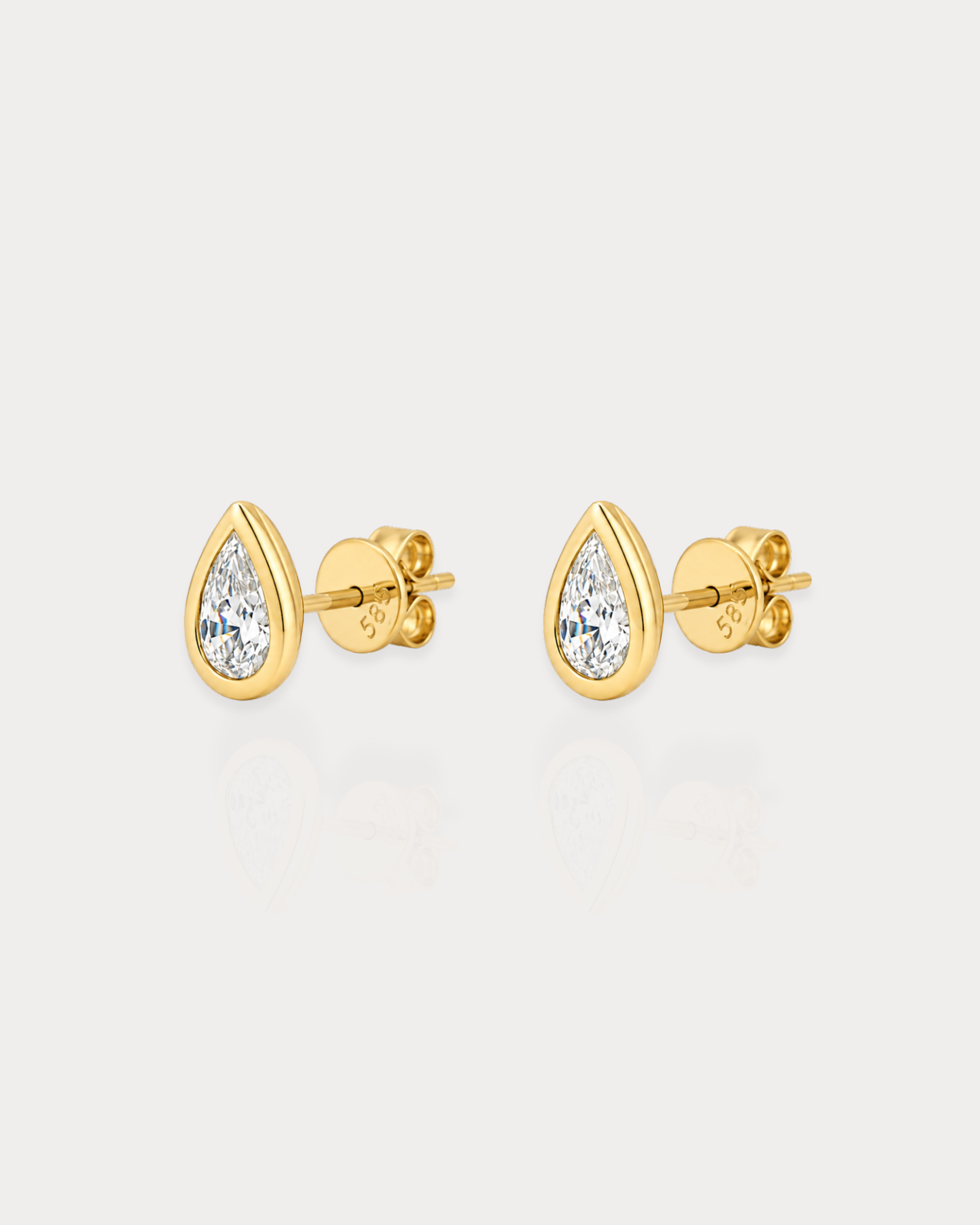 Bezel Pear Studs