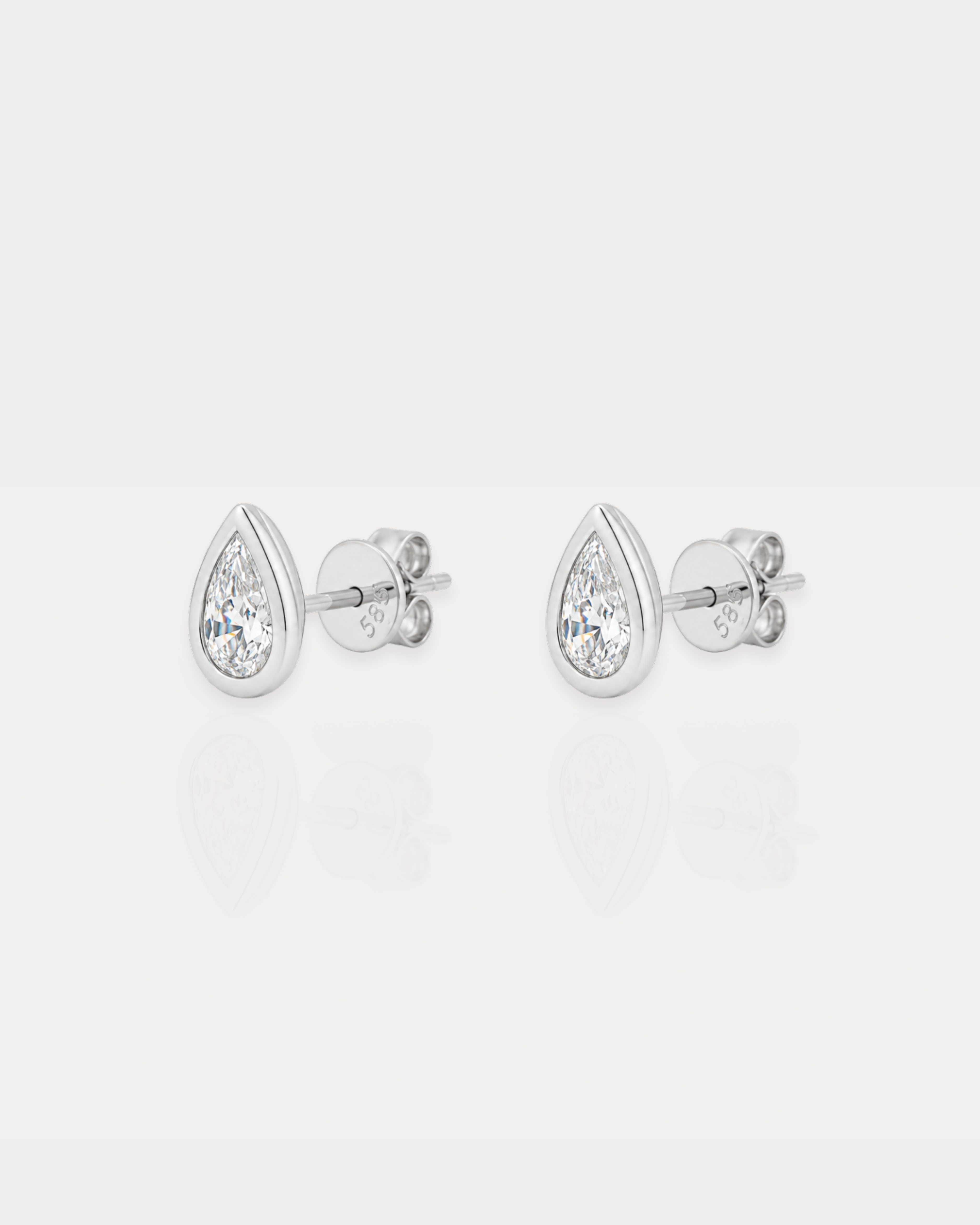 Bezel Pear Studs