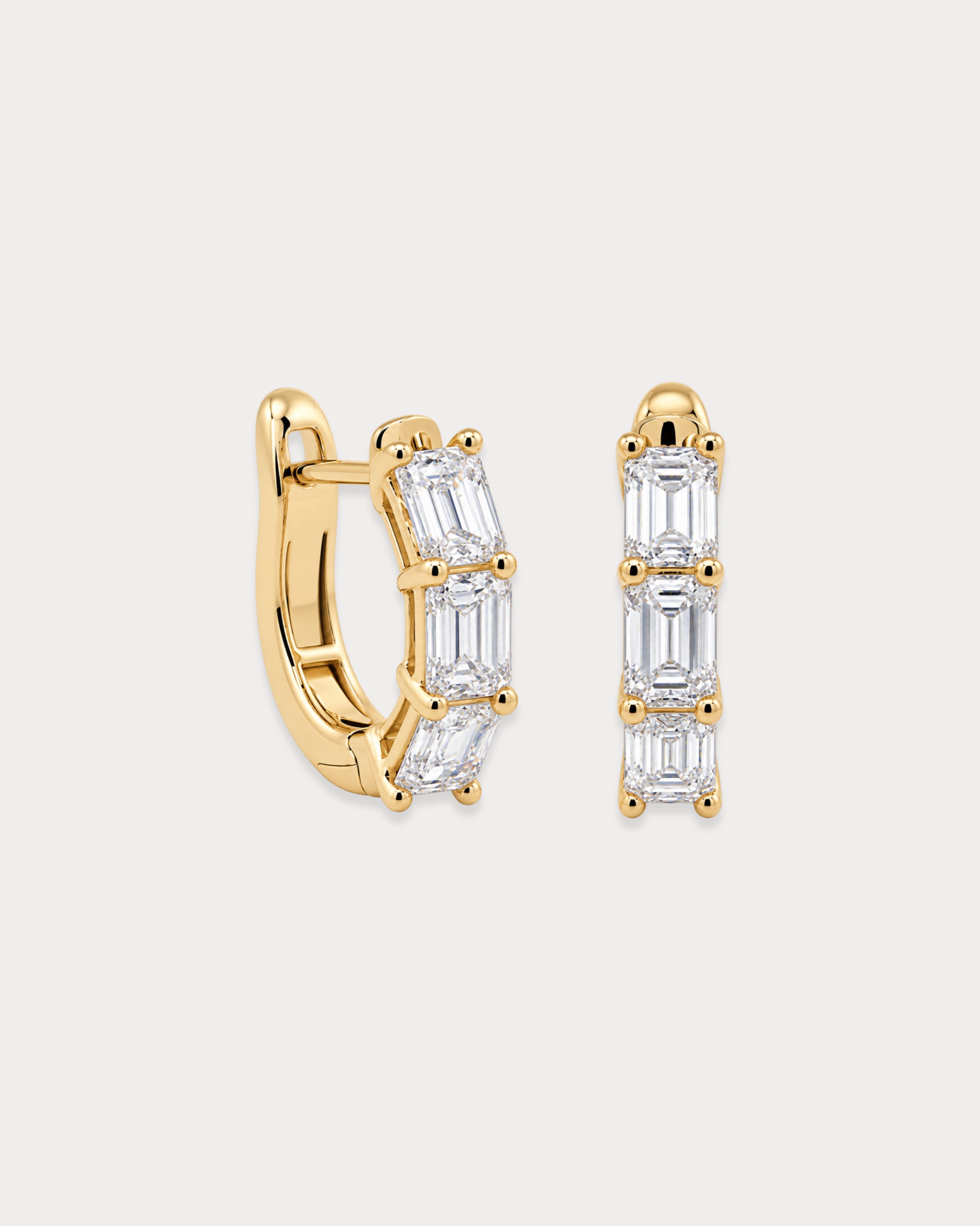 Emerald Cut Huggie Earrings