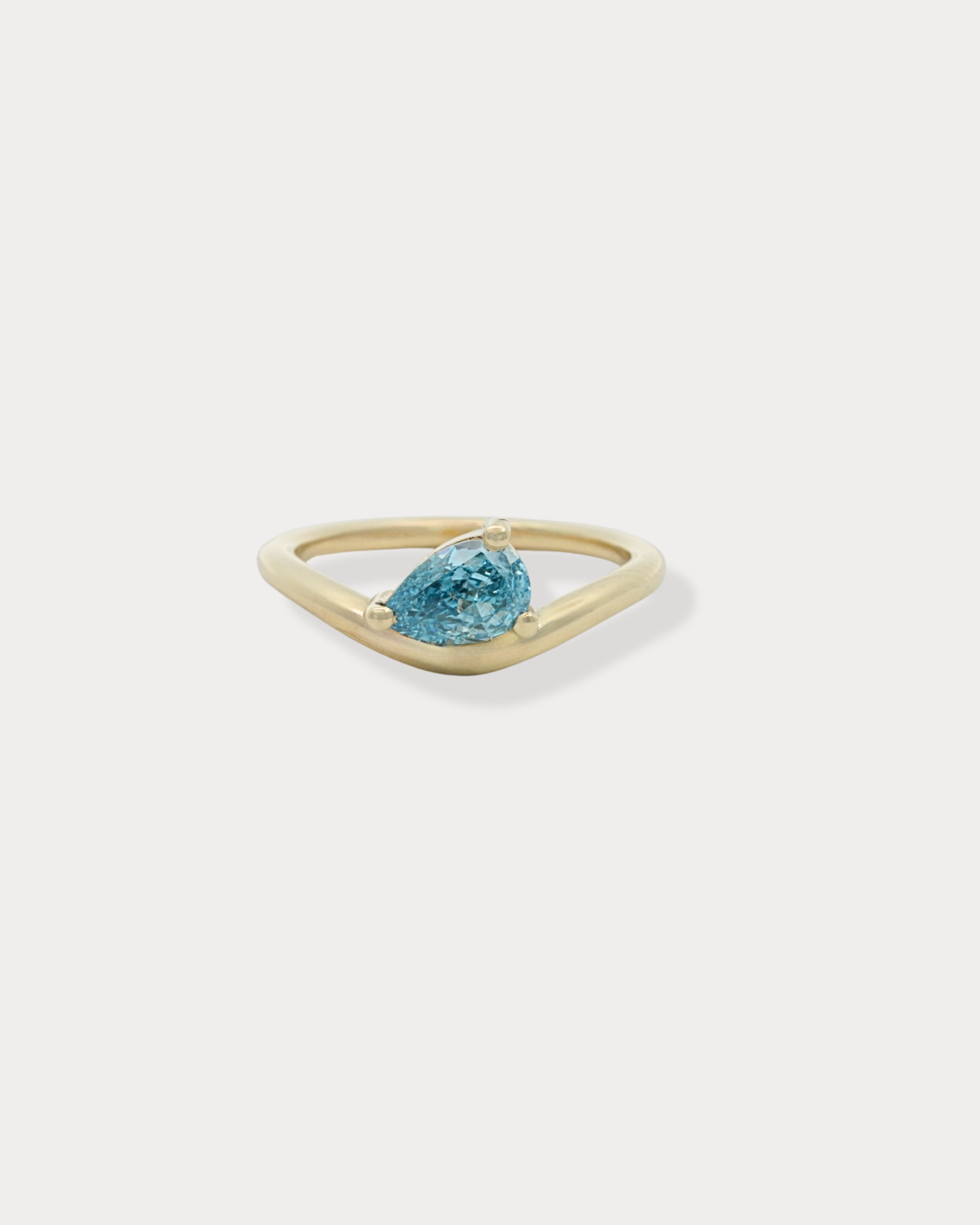 Pear-shaped Blue Diamond Pinky Ring