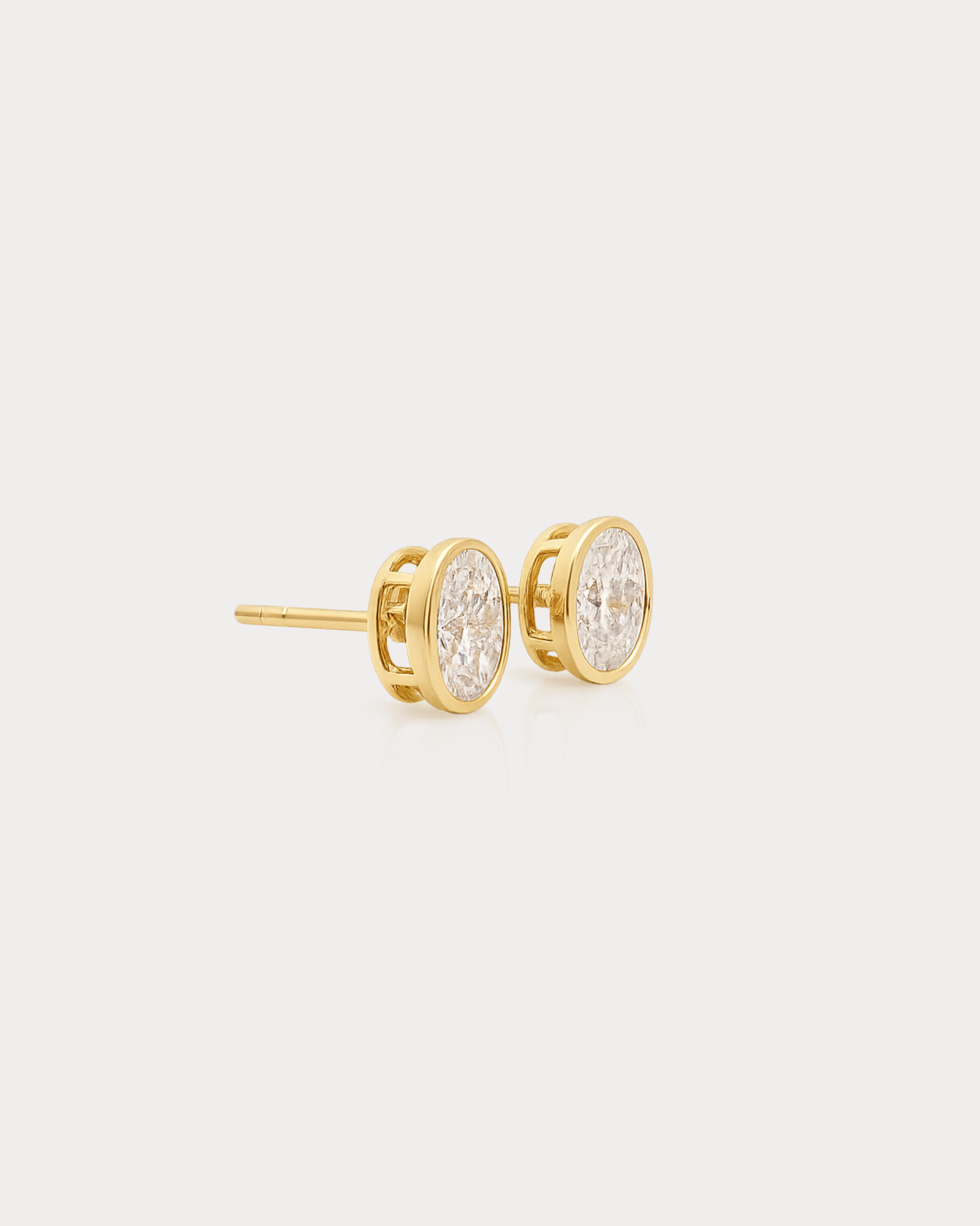 Oval Bezel Stud Earrings