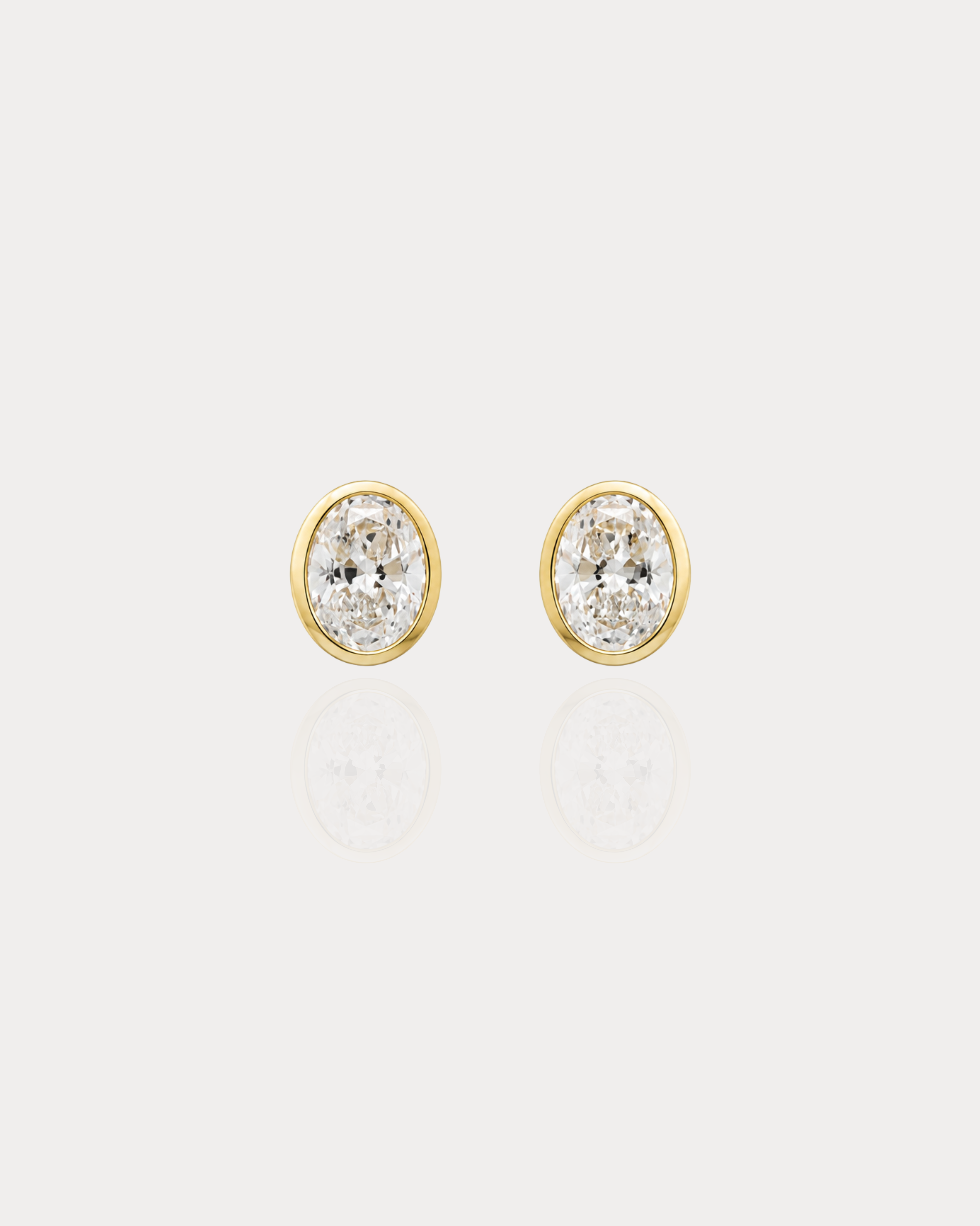 Oval Bezel Stud Earrings
