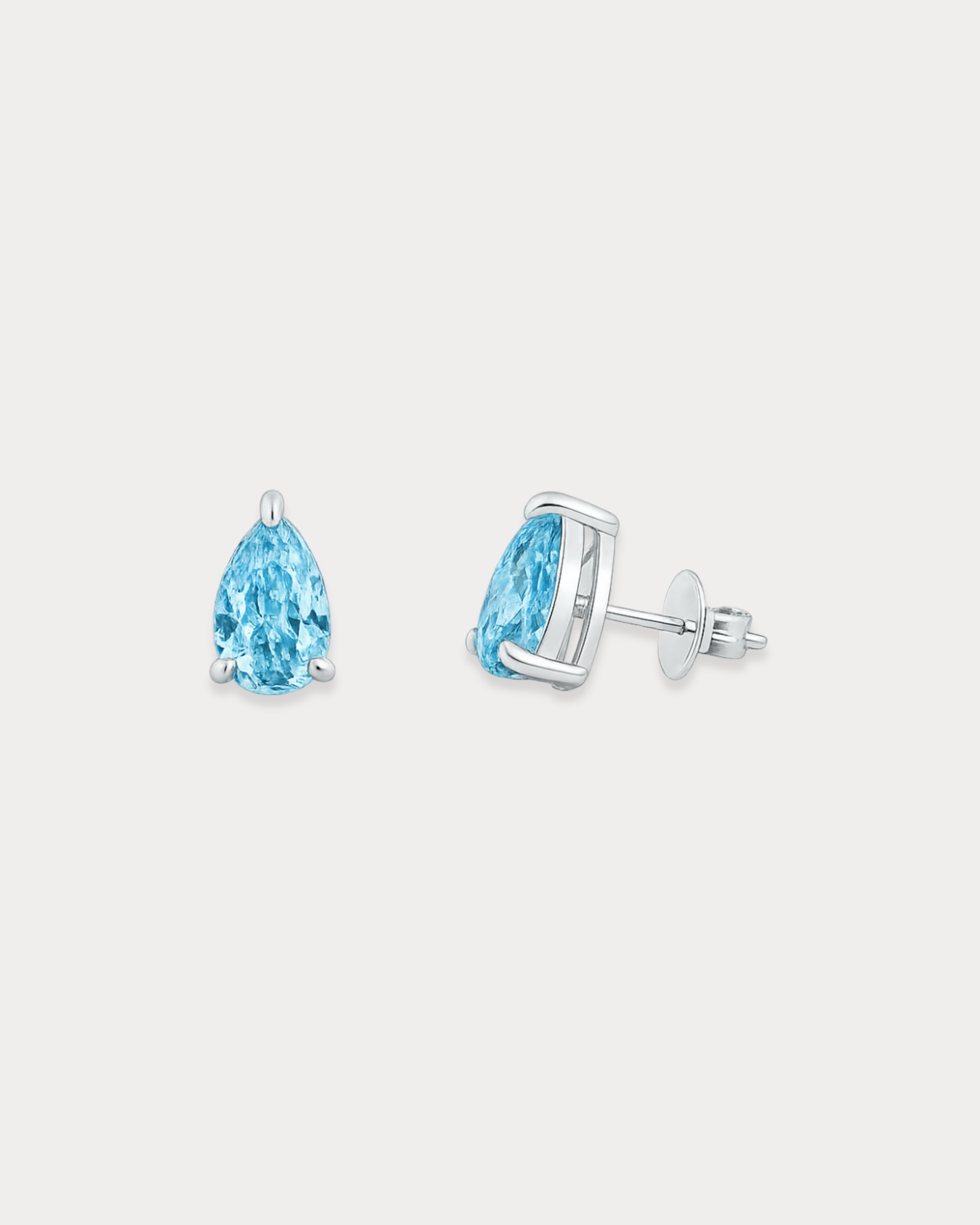 Blue Diamond Pear Stud Earrings
