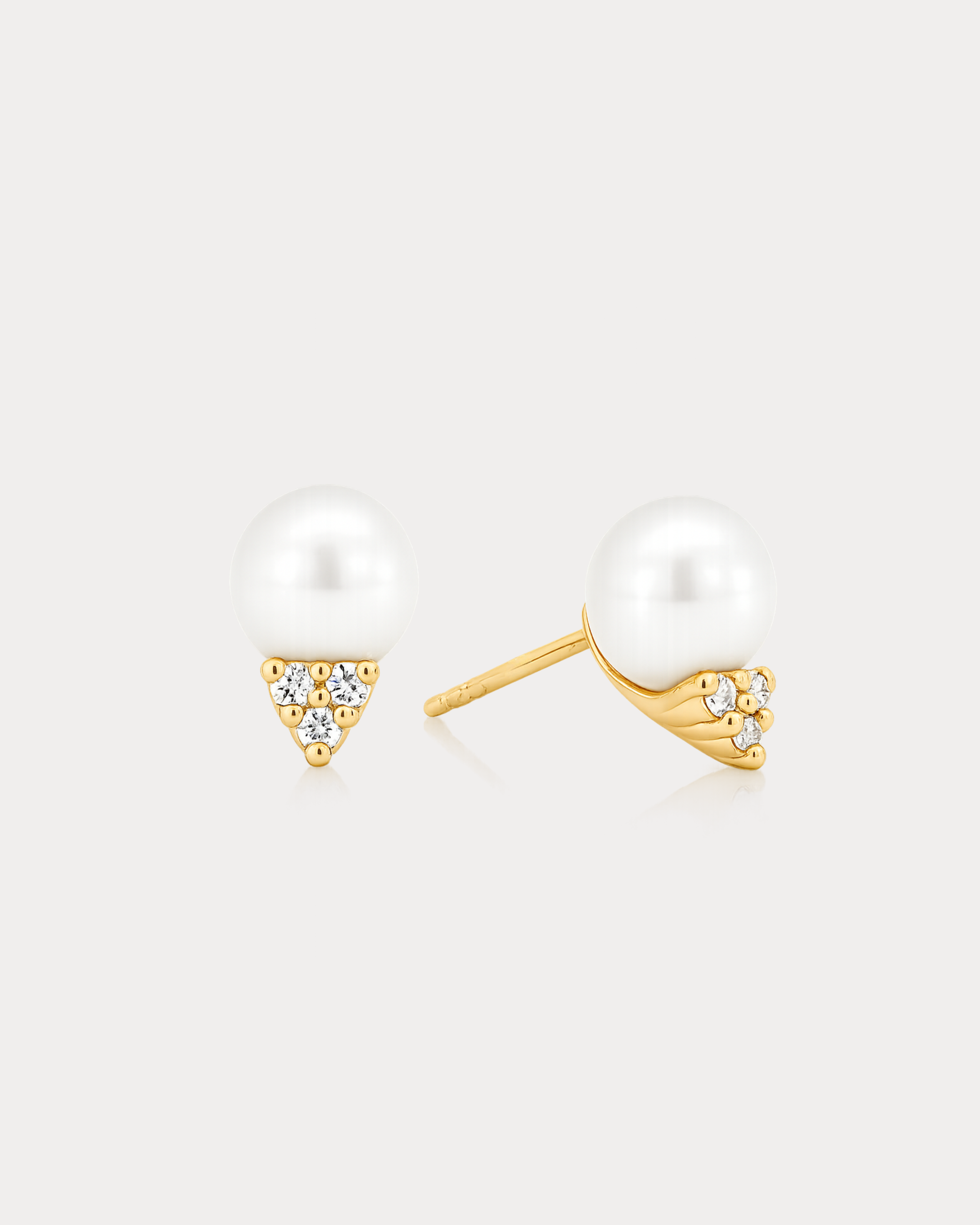 Pearl Diamond Trio Stud Earrings