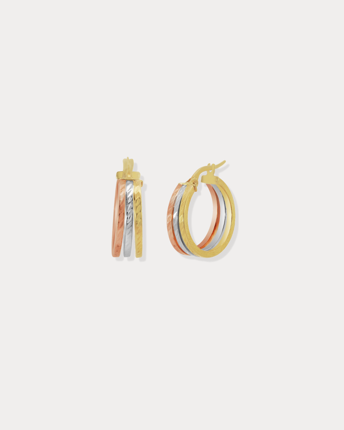 Three Tone Gold Hoops