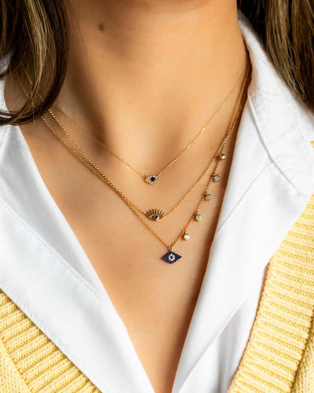 Gold Evil Eye with Lashes Necklace