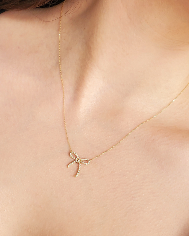 Diamond Bow Necklace