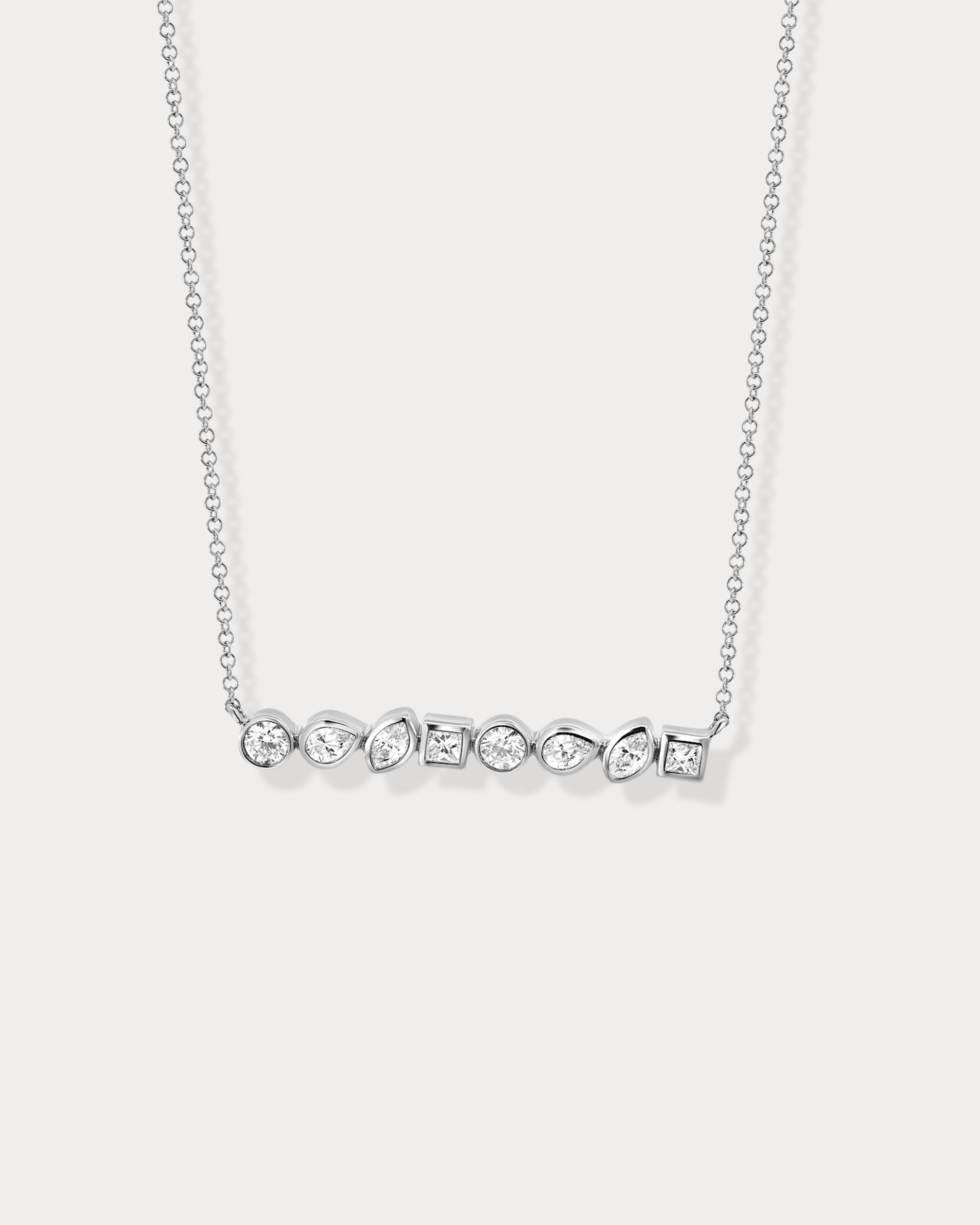Multi-Shape Bezelled Diamond Bar Necklace