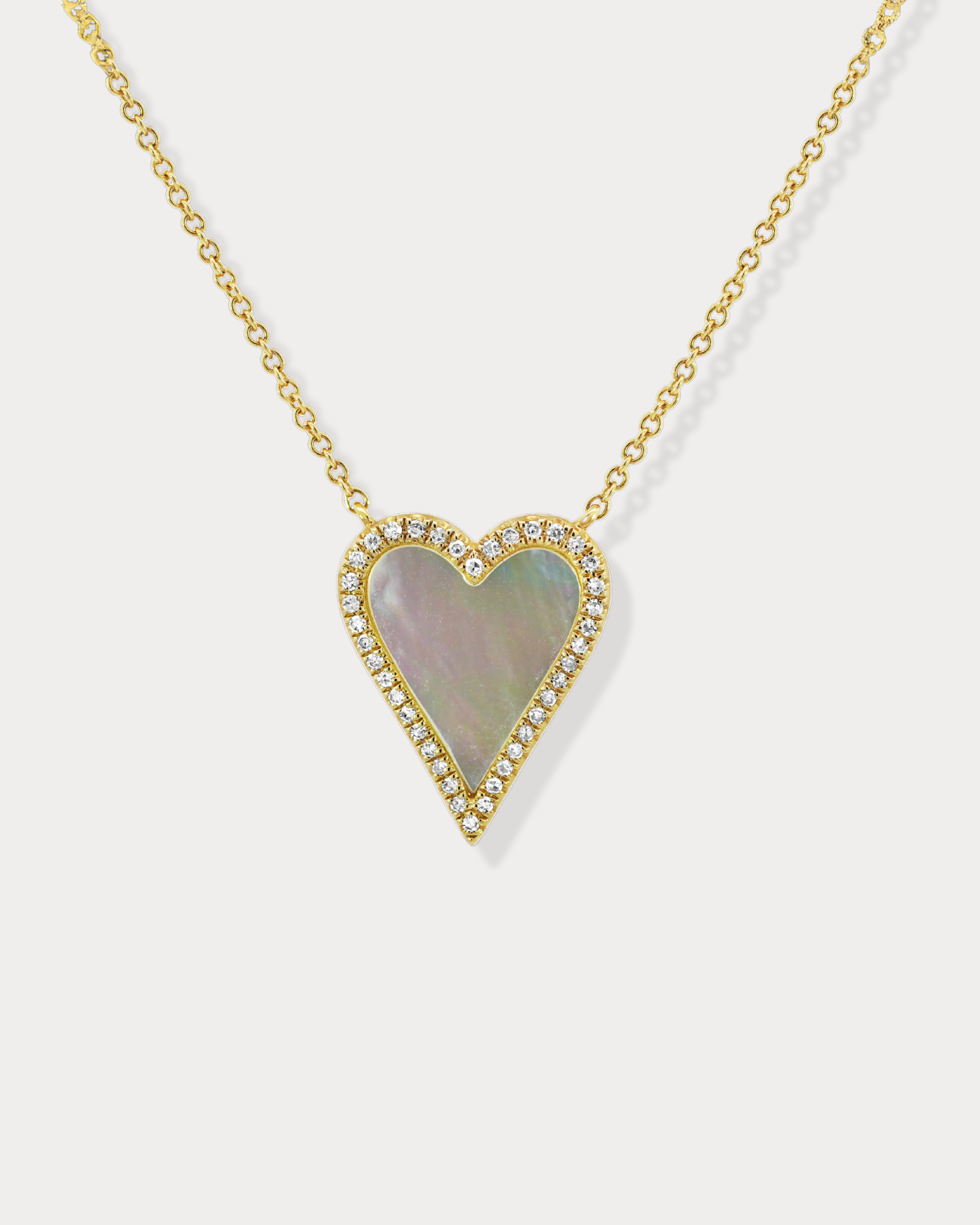 Mother of Pearl & Diamond Heart Necklace