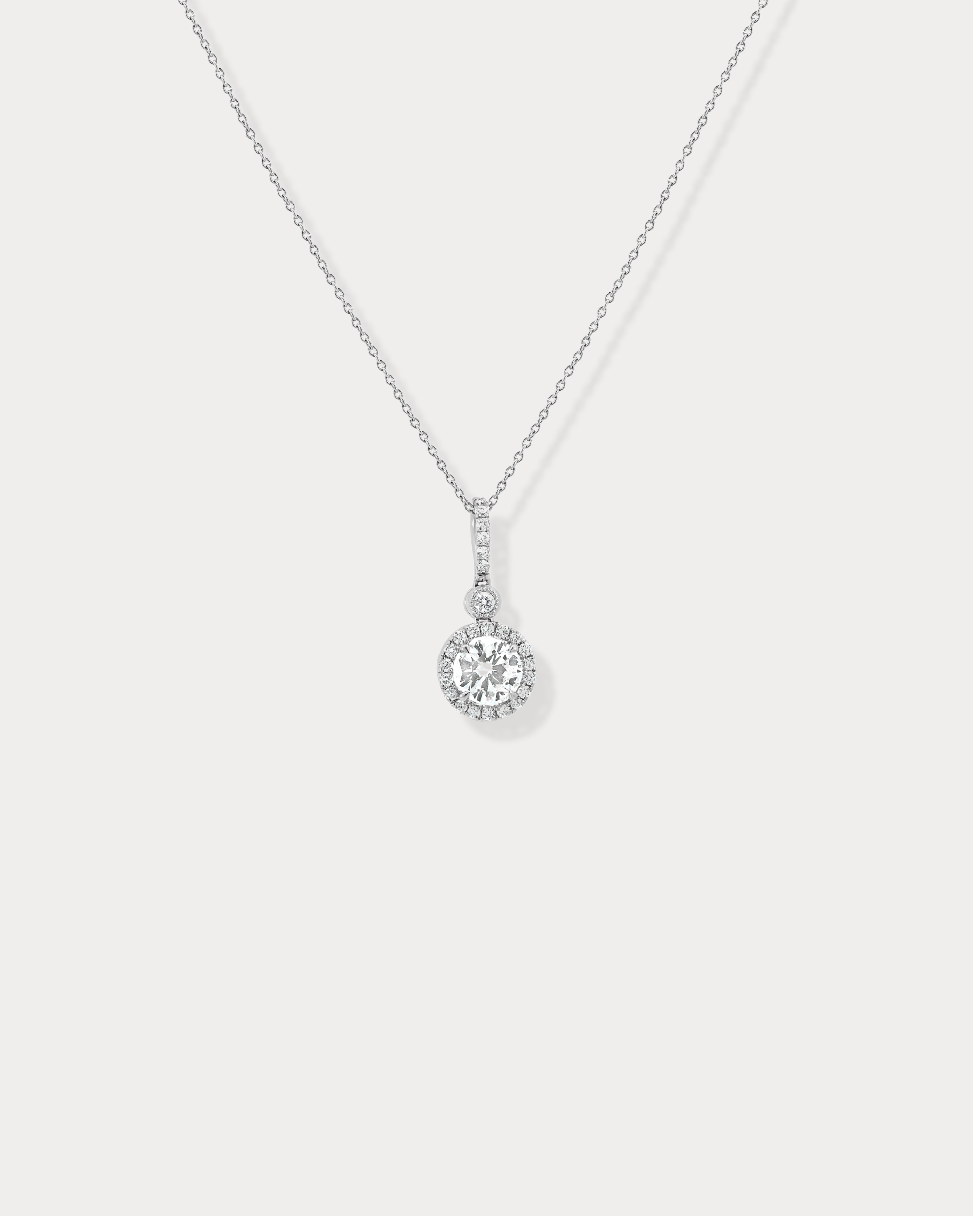 Round Halo Diamond Solitaire Pendant