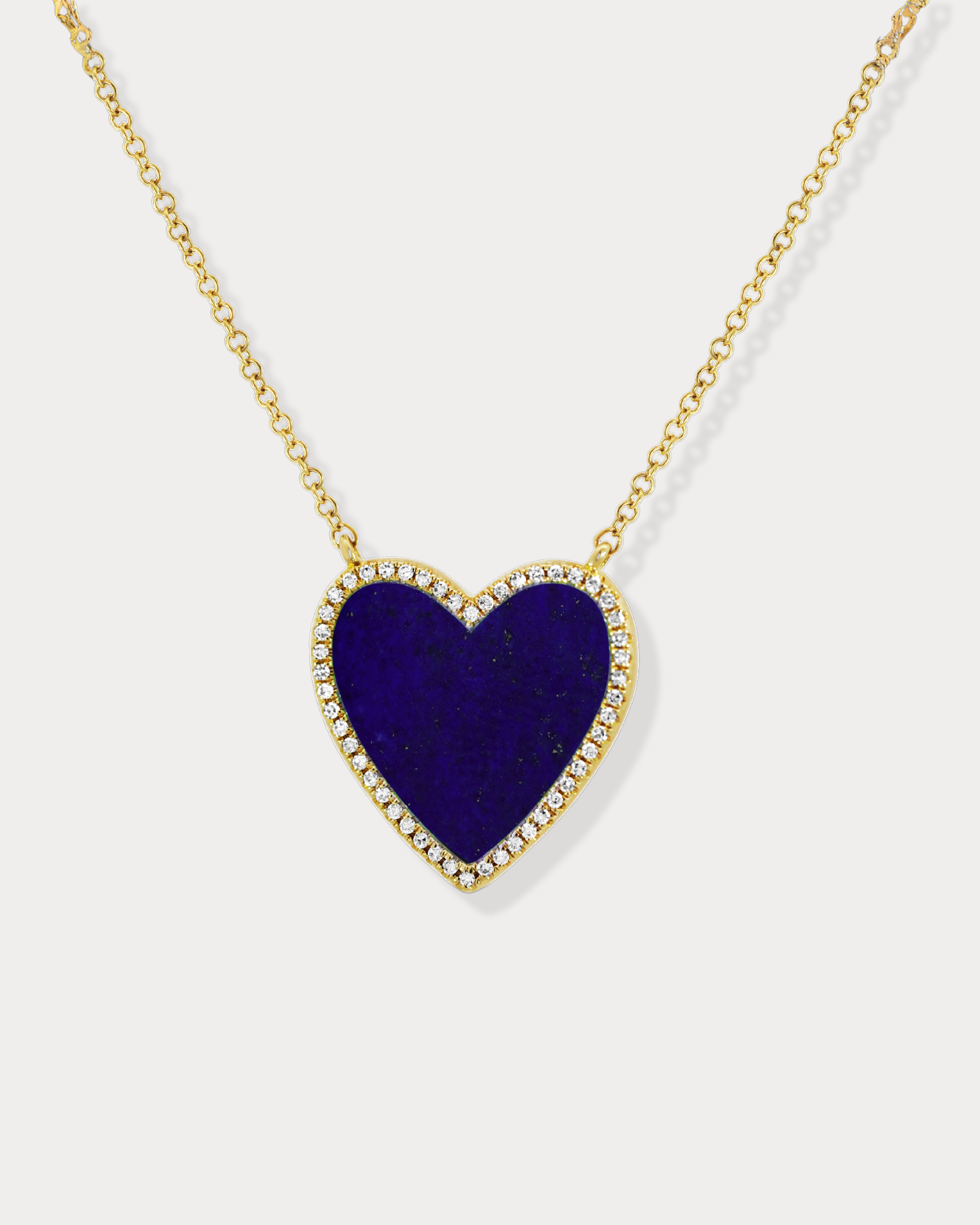 Lapis & Diamond Heart Necklace