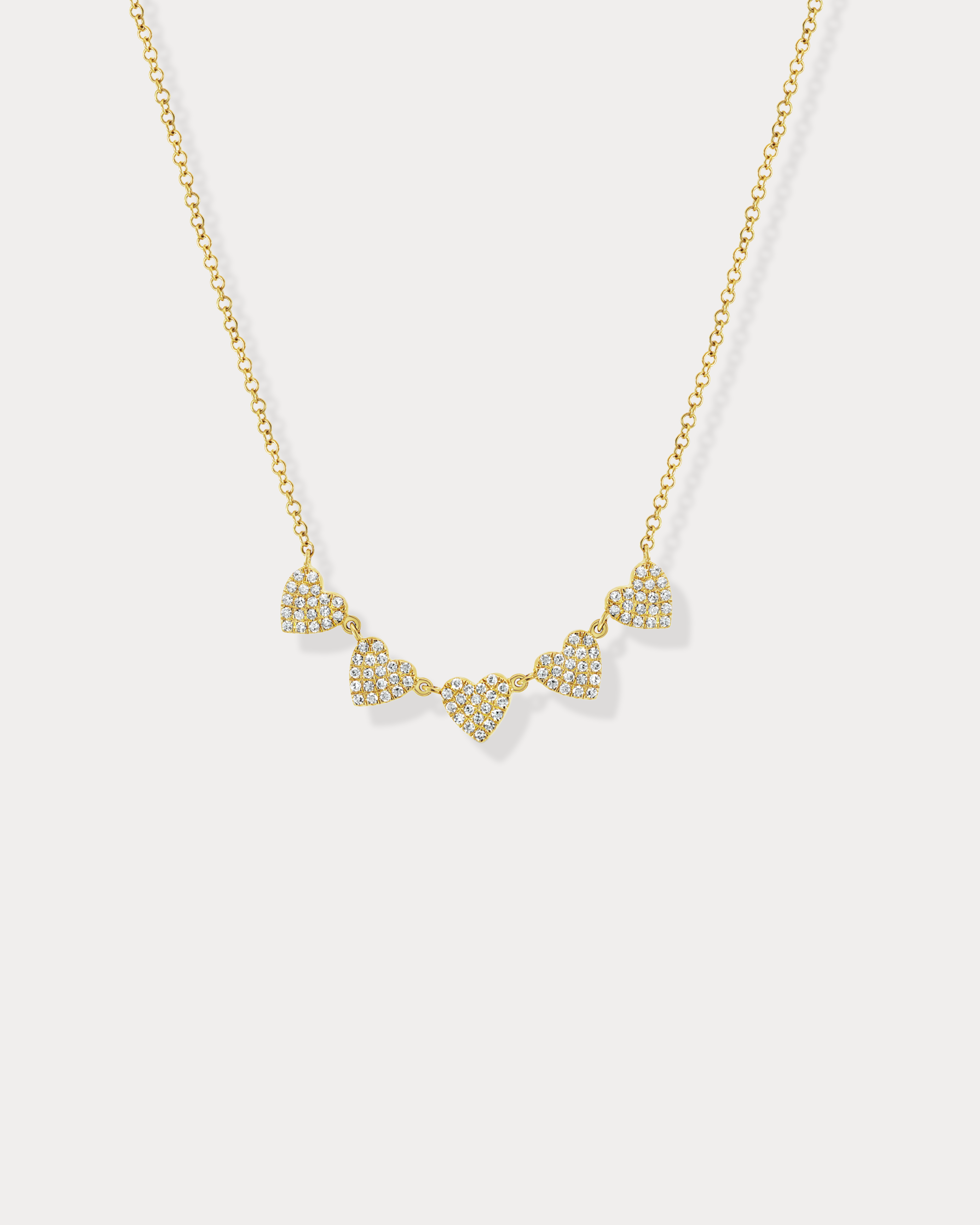 Gold & Diamond Five Hearts Necklace