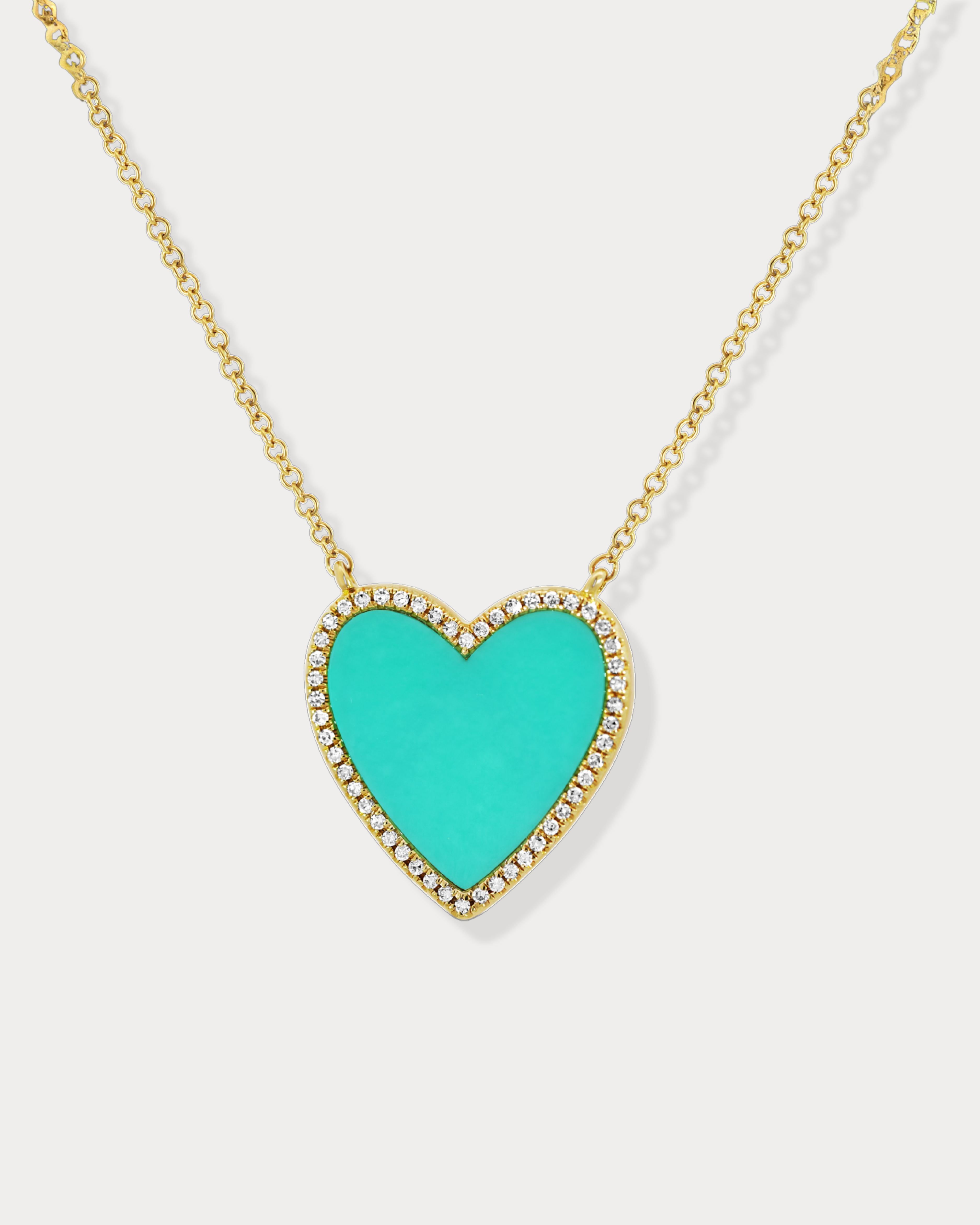 Turquoise & Diamond Heart Necklace