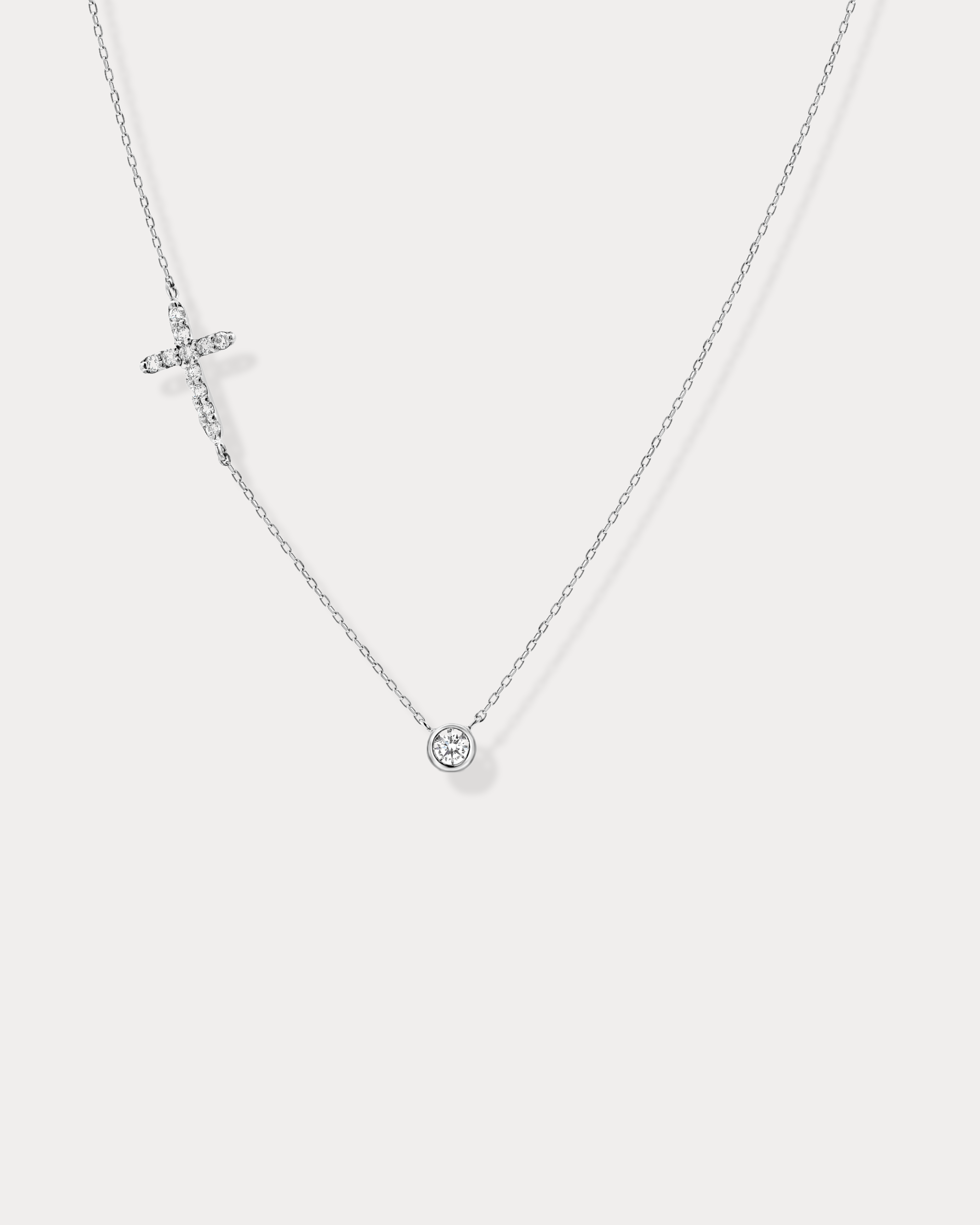 Cross & solitaire Diamond Necklace