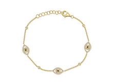 Load image into Gallery viewer, Diamond Evil Eye Bracelet with Bezel-Set Diamonds

