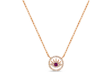 Load image into Gallery viewer, Diamond Evil Eye with a Ruby Centre Necklace
