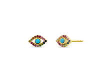 Load image into Gallery viewer, Rainbow Evil Eye Studs
