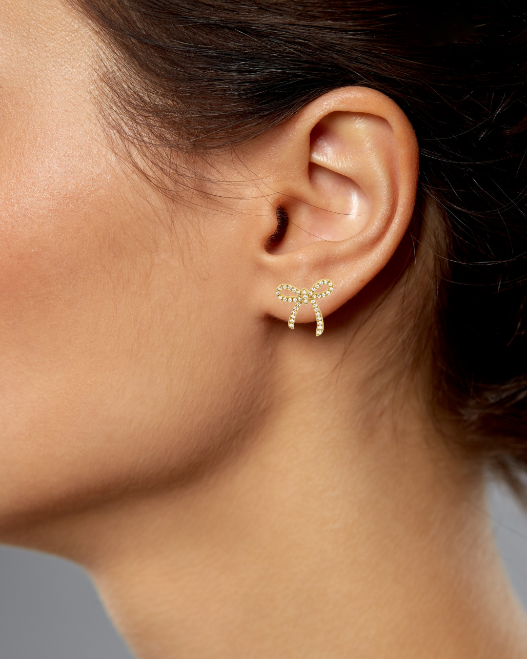 Diamond Bow Stud Earrings