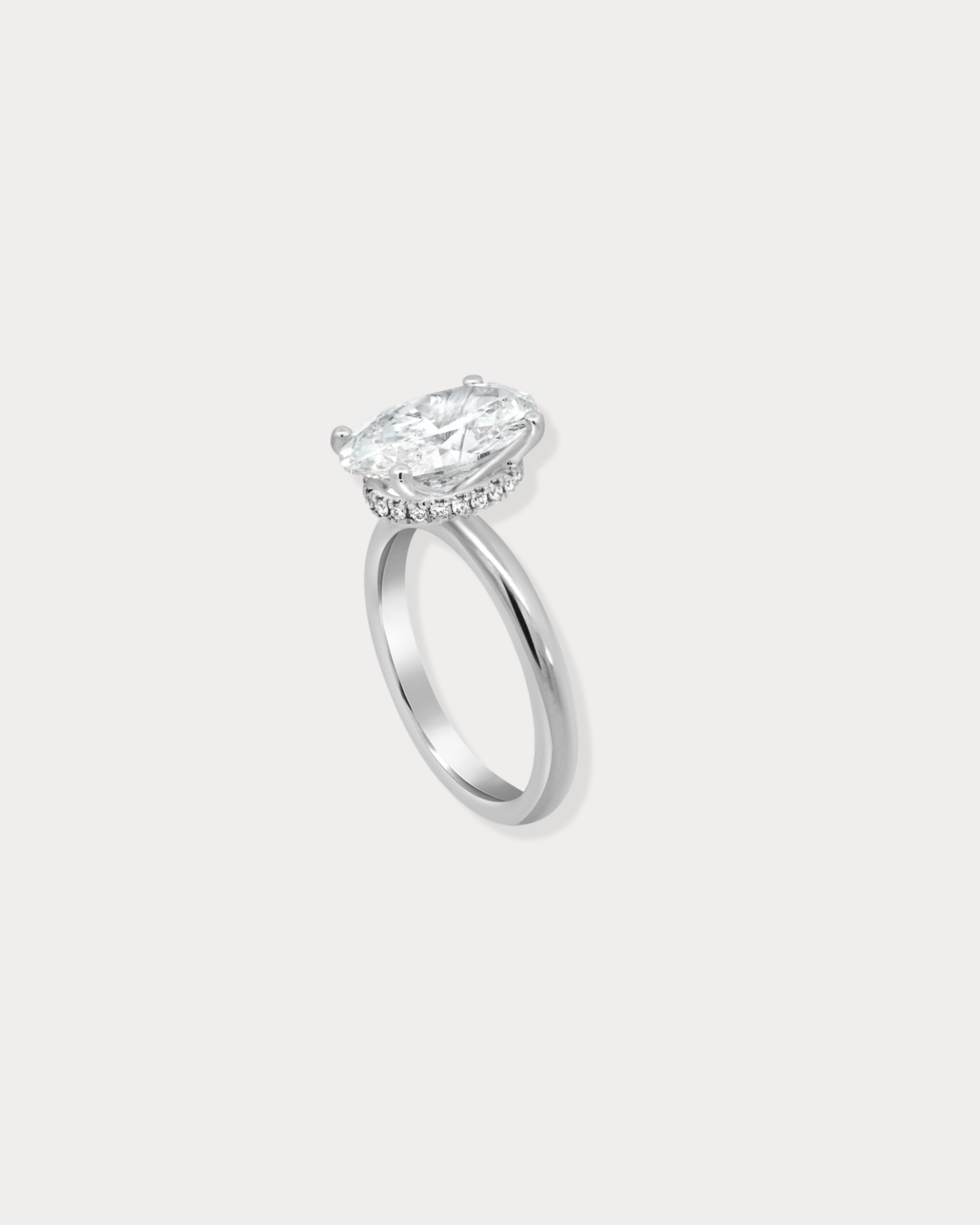 Oval Lab Diamond Engagement Ring with Hidden Halo