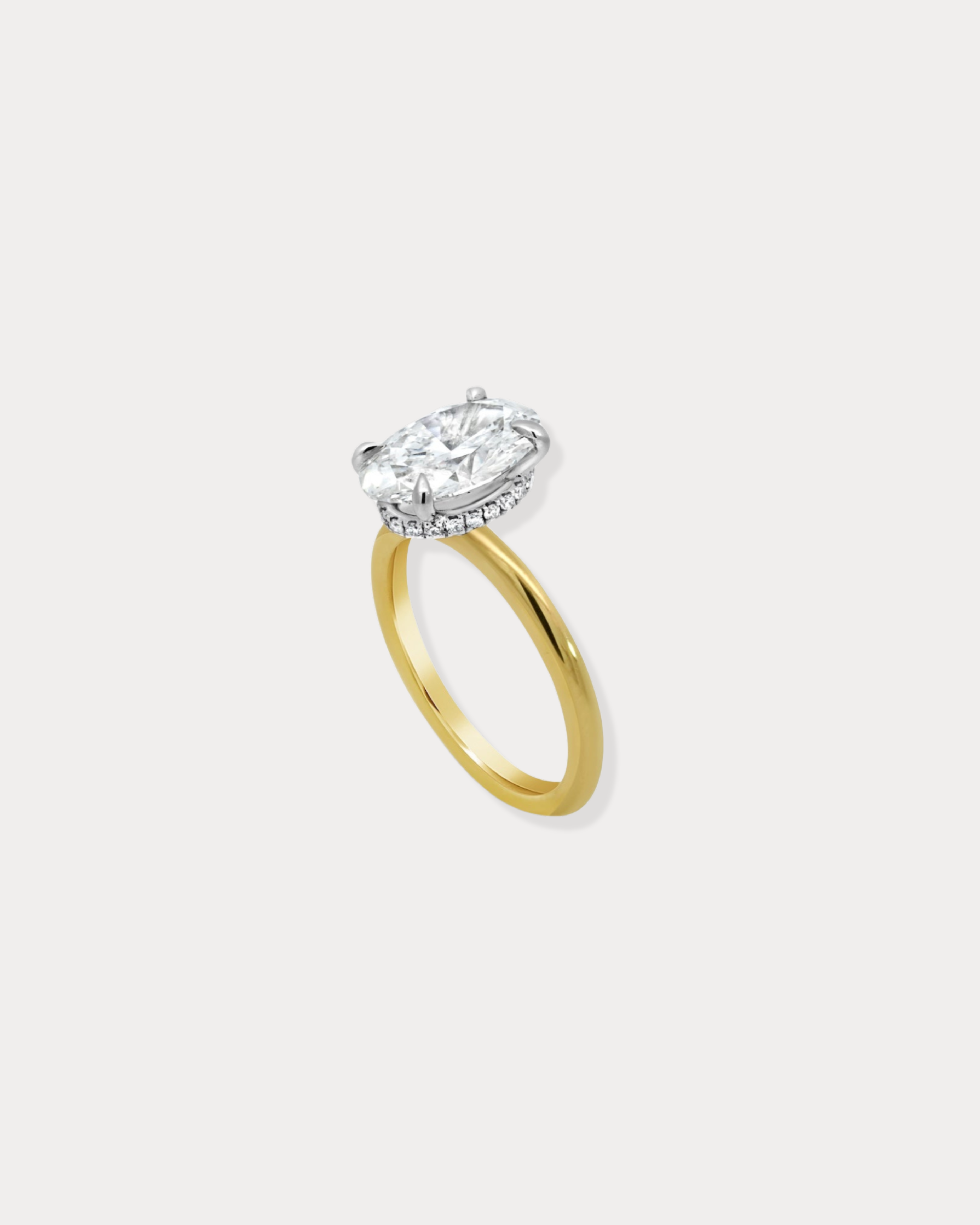 Oval Lab Diamond Engagement ring with hidden halo